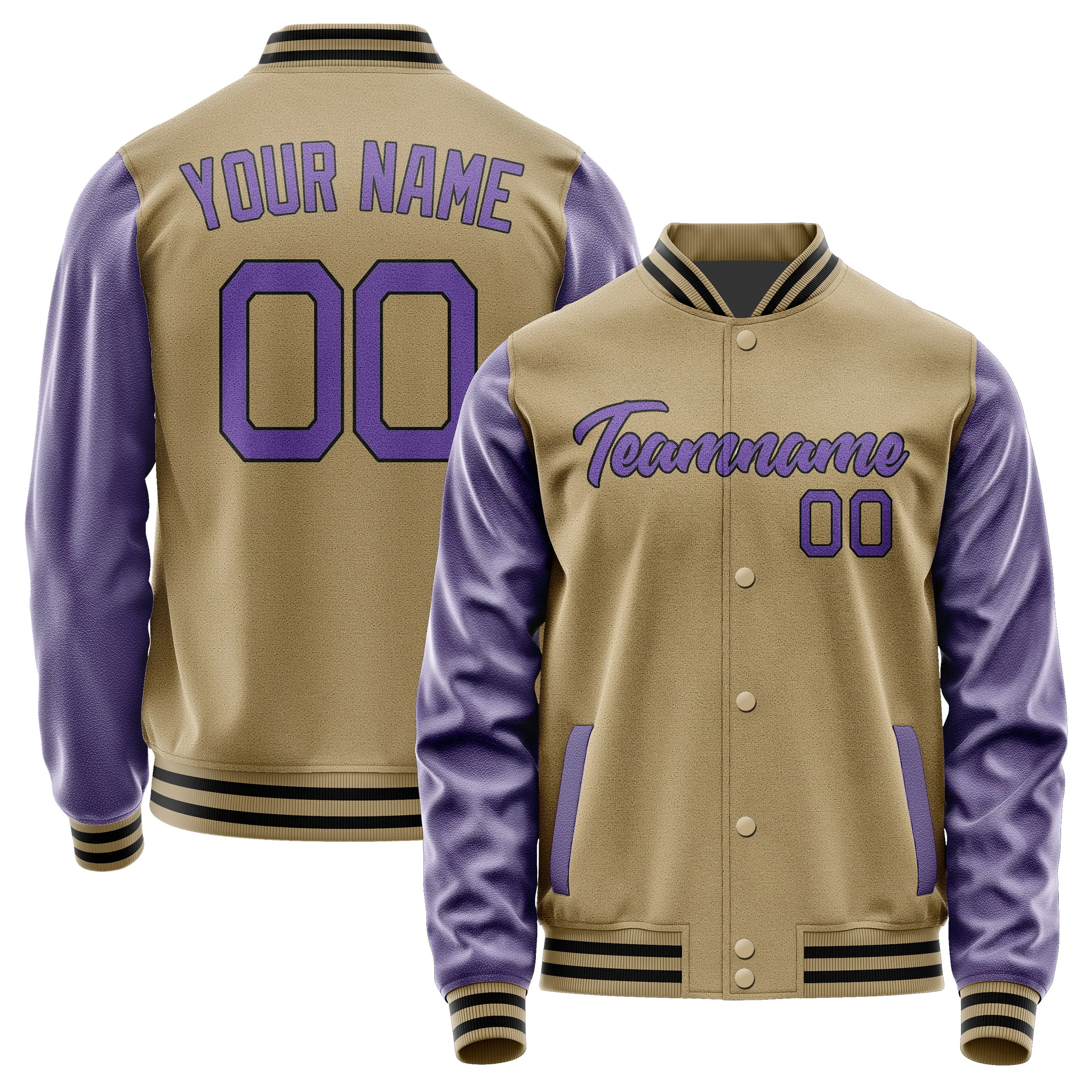 Custom Light Khaki Light Purple Jacket sold by Tailorly