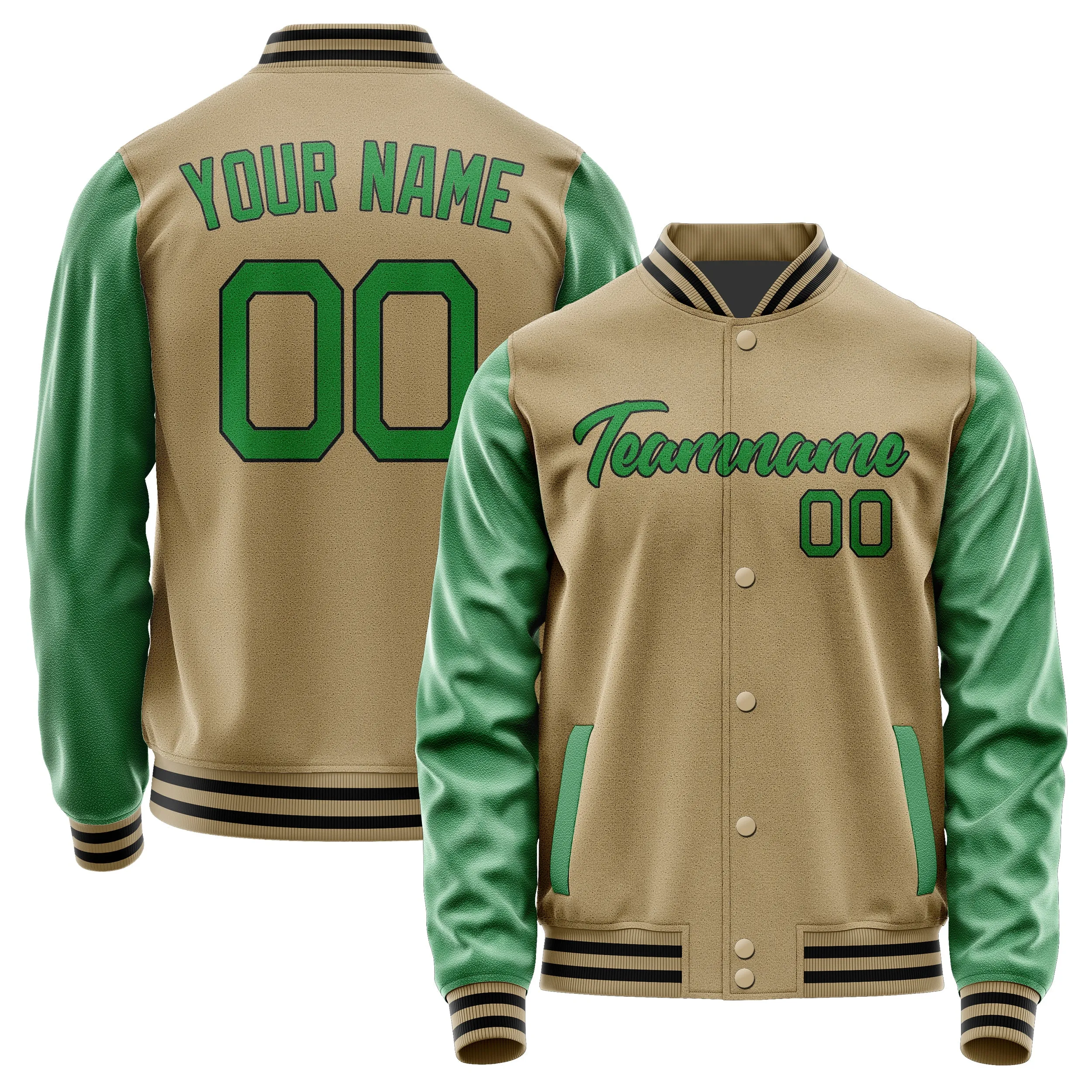 Custom Light Khaki Emerald Green Jacket sold by Tailorly