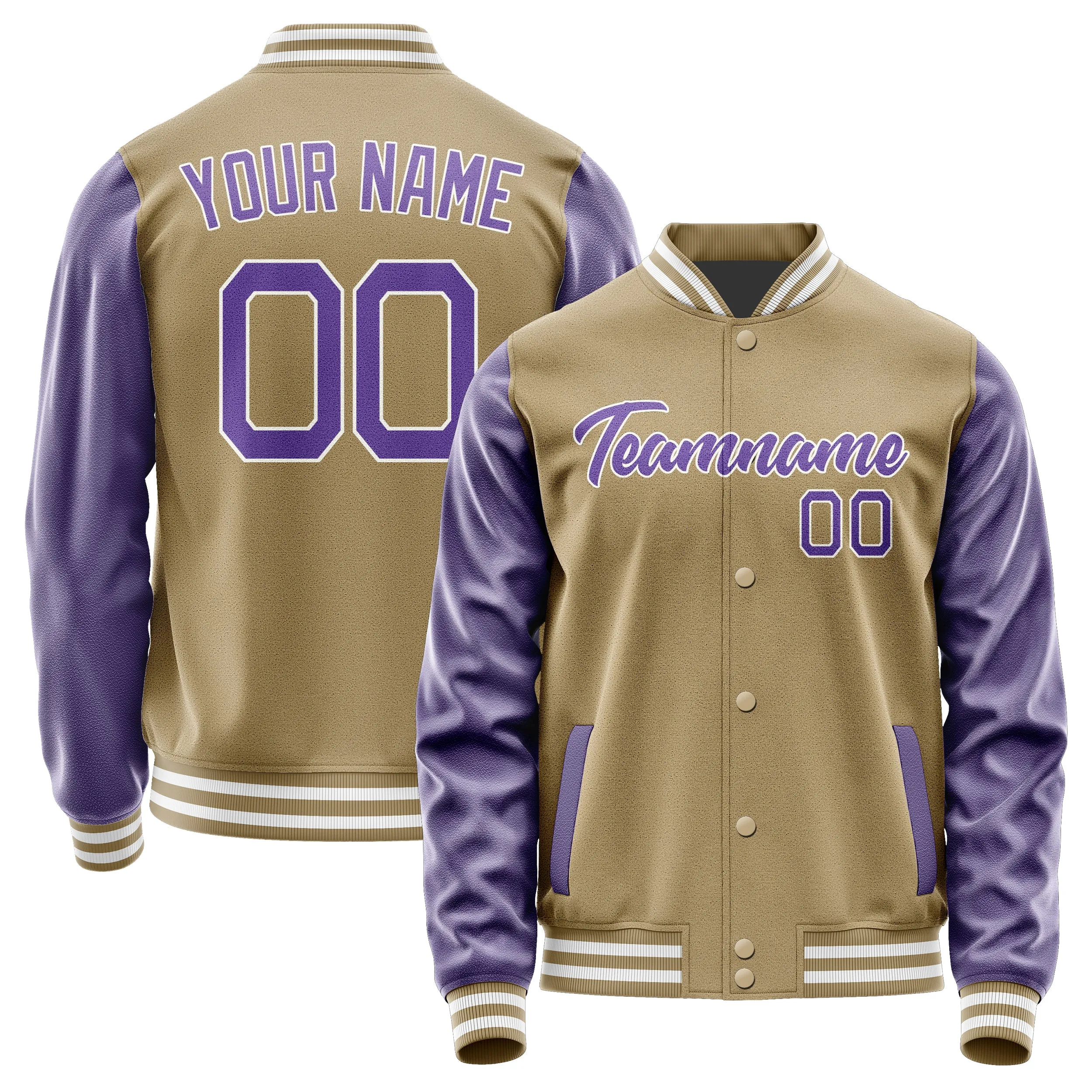 Custom Light Khaki Light Purple Jacket sold by Tailorly