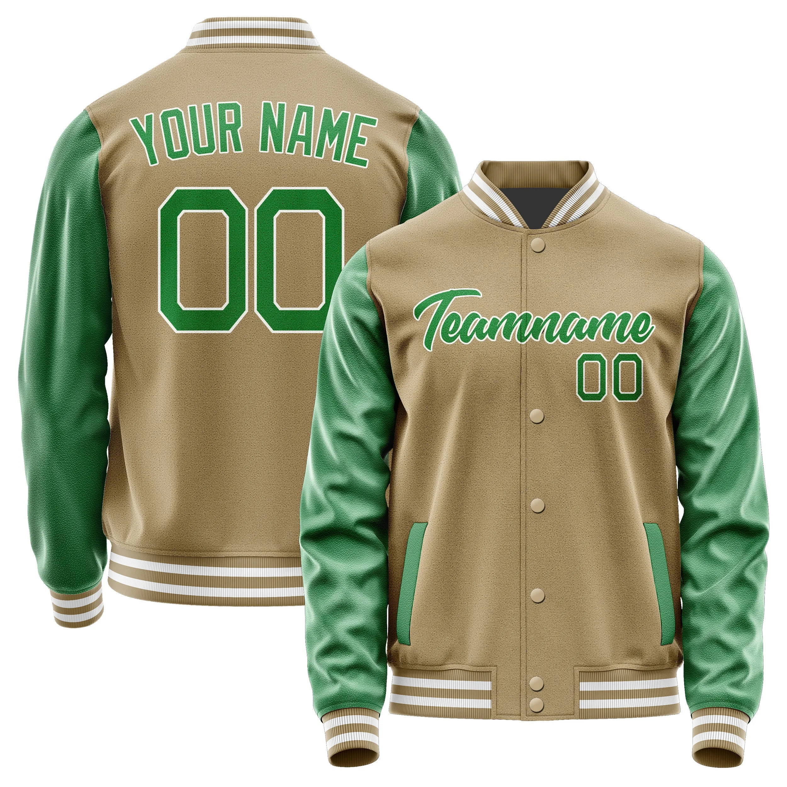 Custom Light Khaki Emerald Green Jacket sold by Tailorly