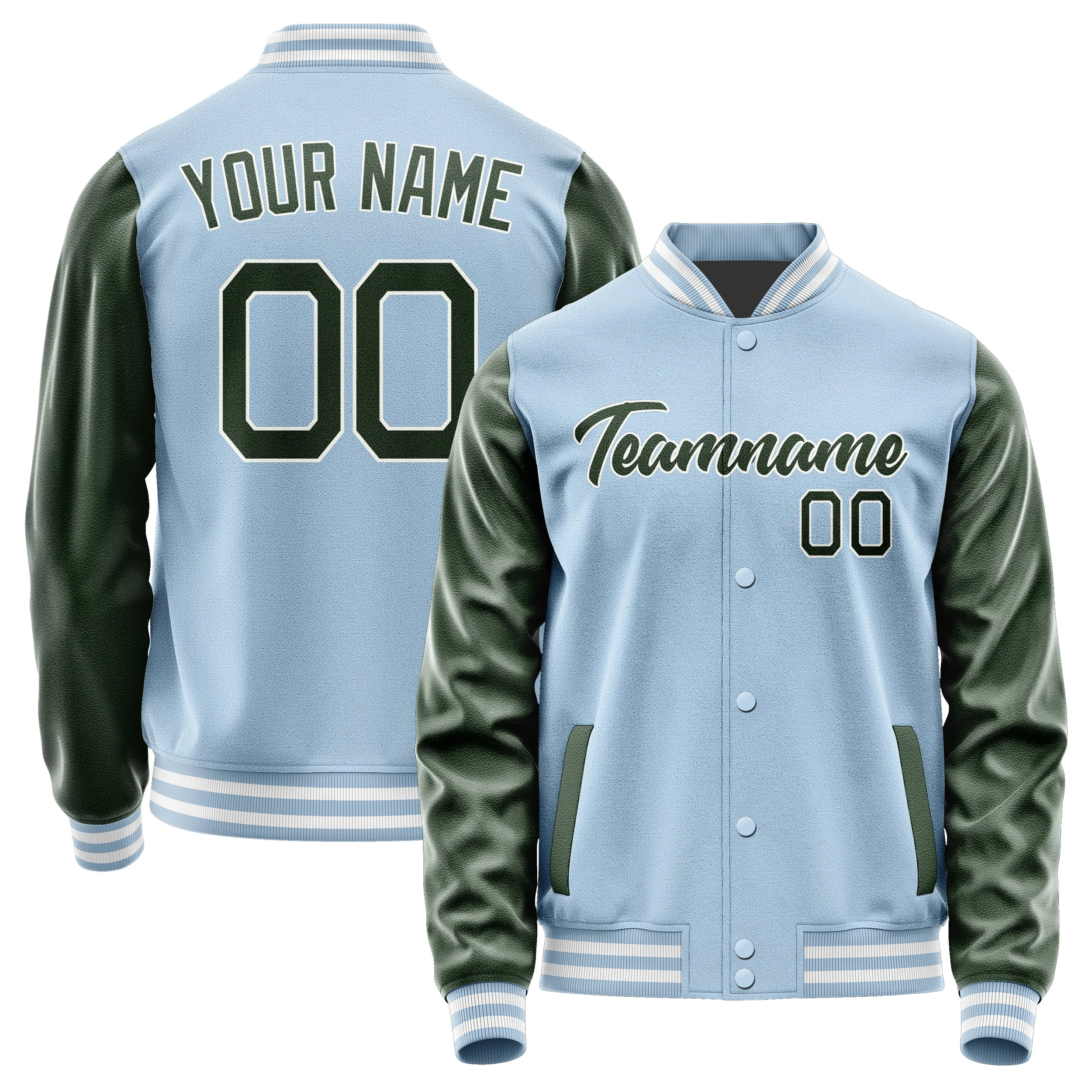 Custom Light Blue Dark Green Jacket sold by Tailorly