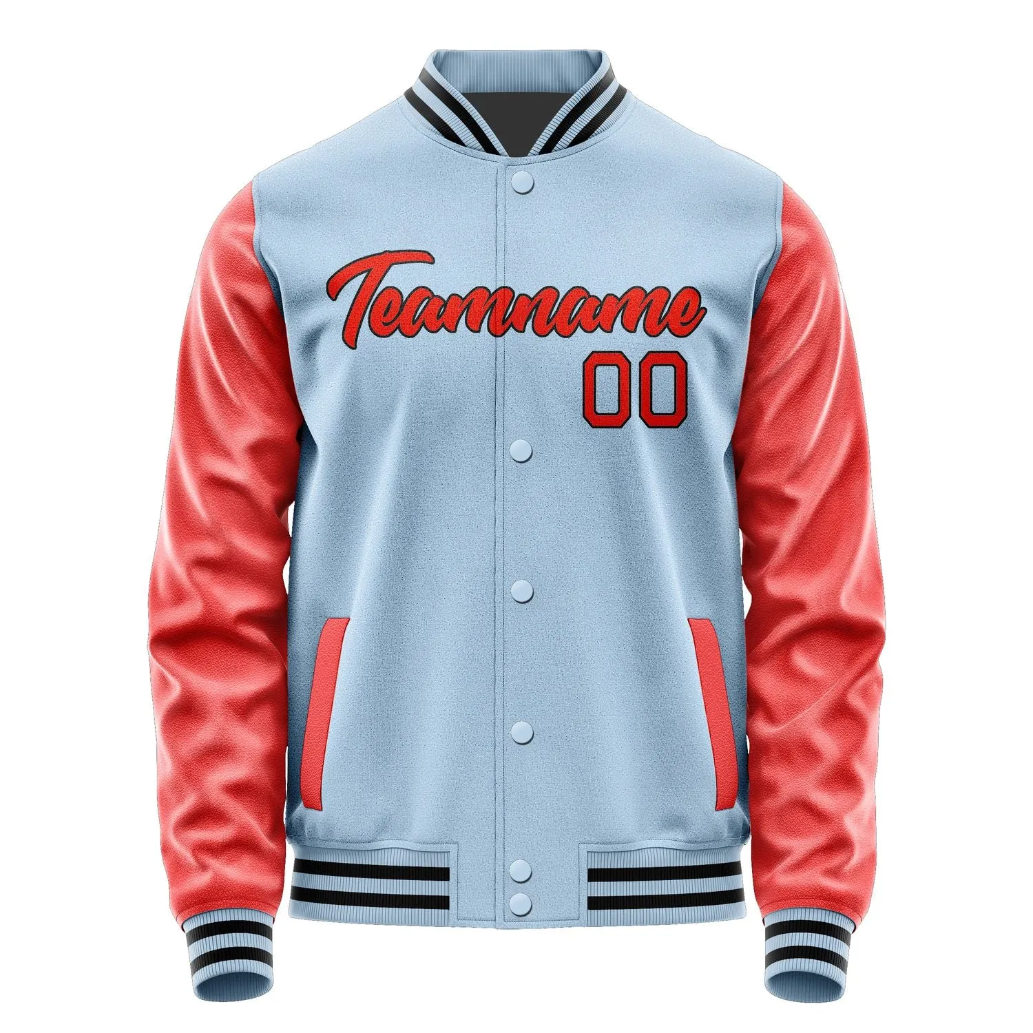 Custom Light Blue Orange Red Jacket sold by Tailorly product image thumbnail 2