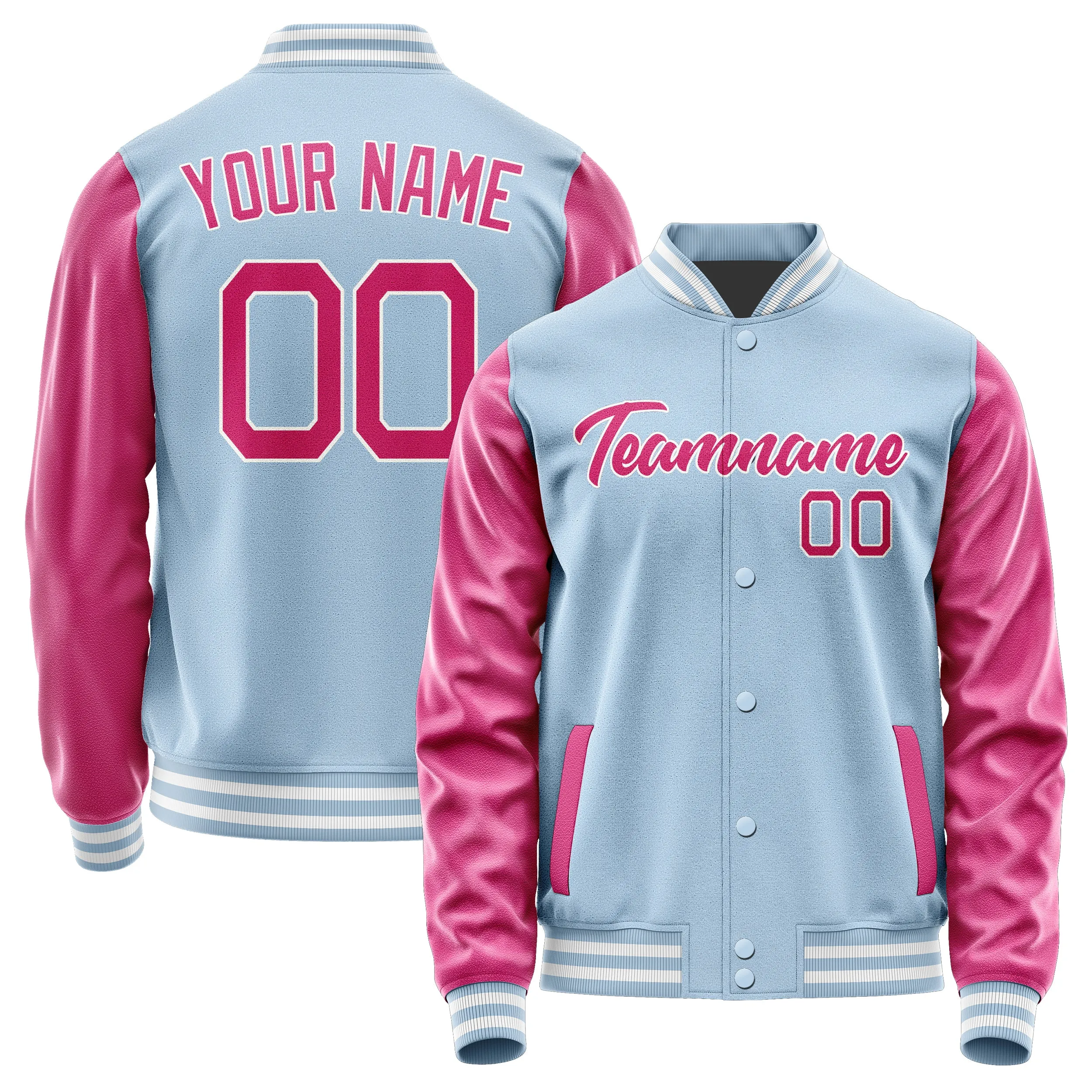 Custom Light Blue Pink Jacket sold by Tailorly