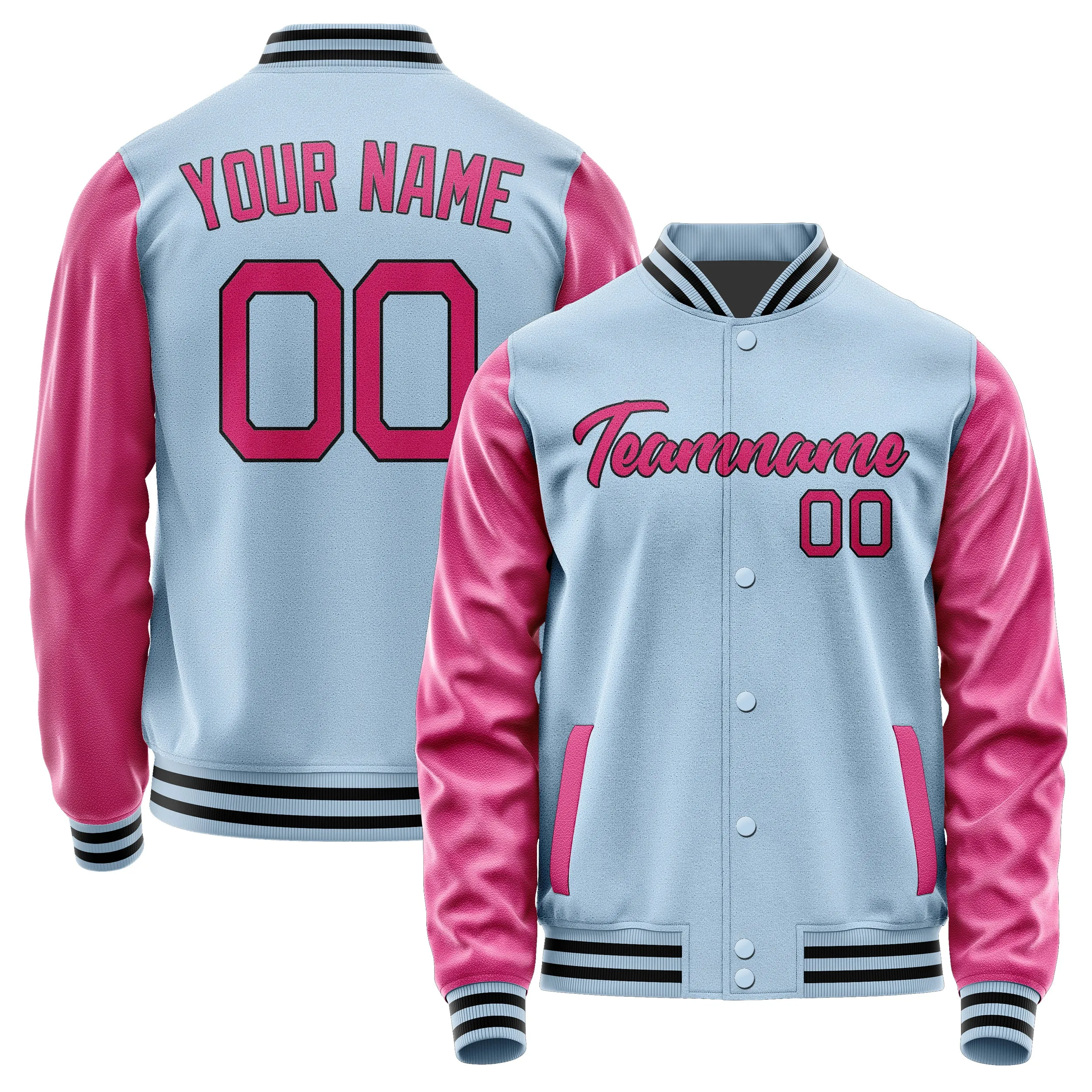 Custom Light Blue Pink Jacket sold by Tailorly