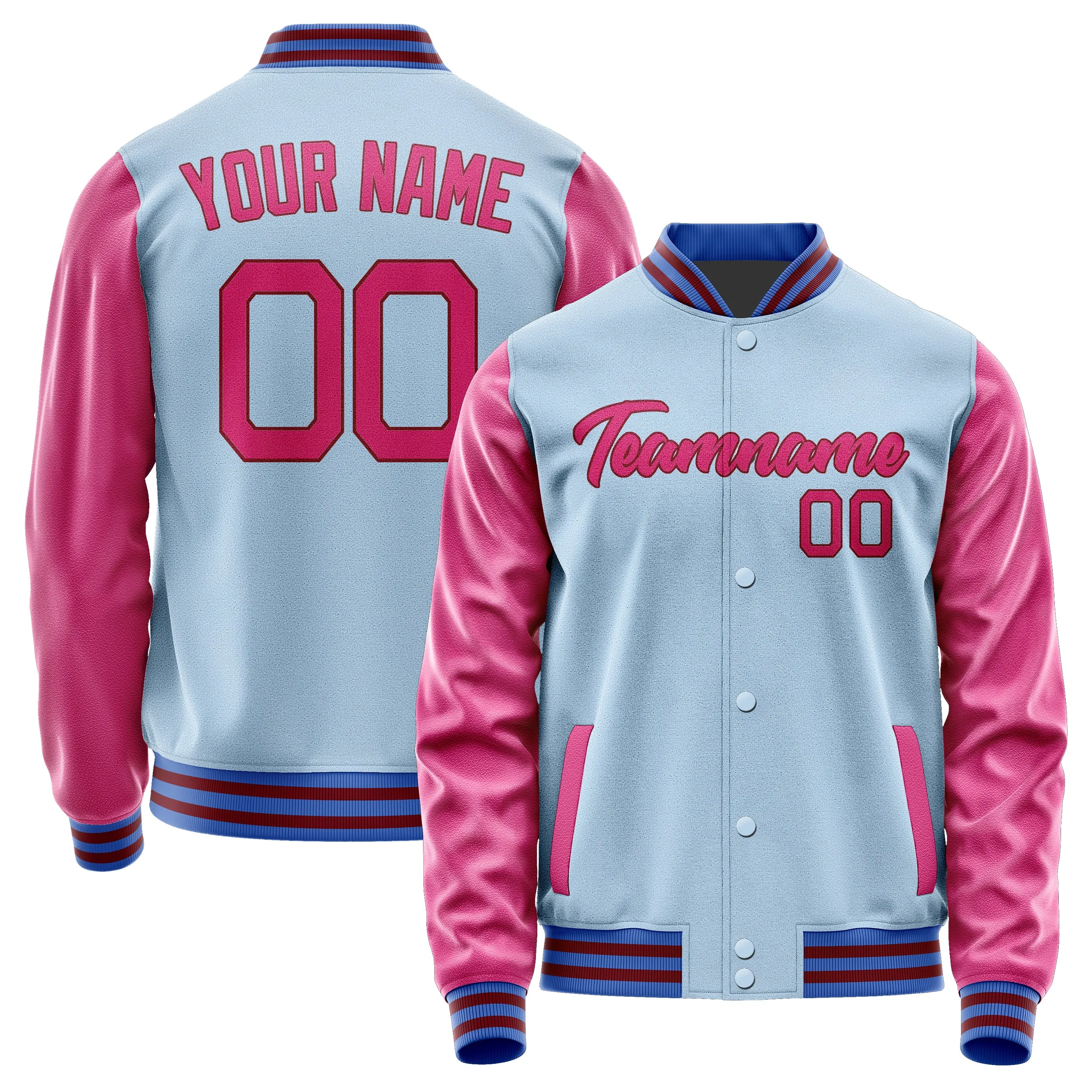 Custom Light Blue Pink Jacket sold by Tailorly