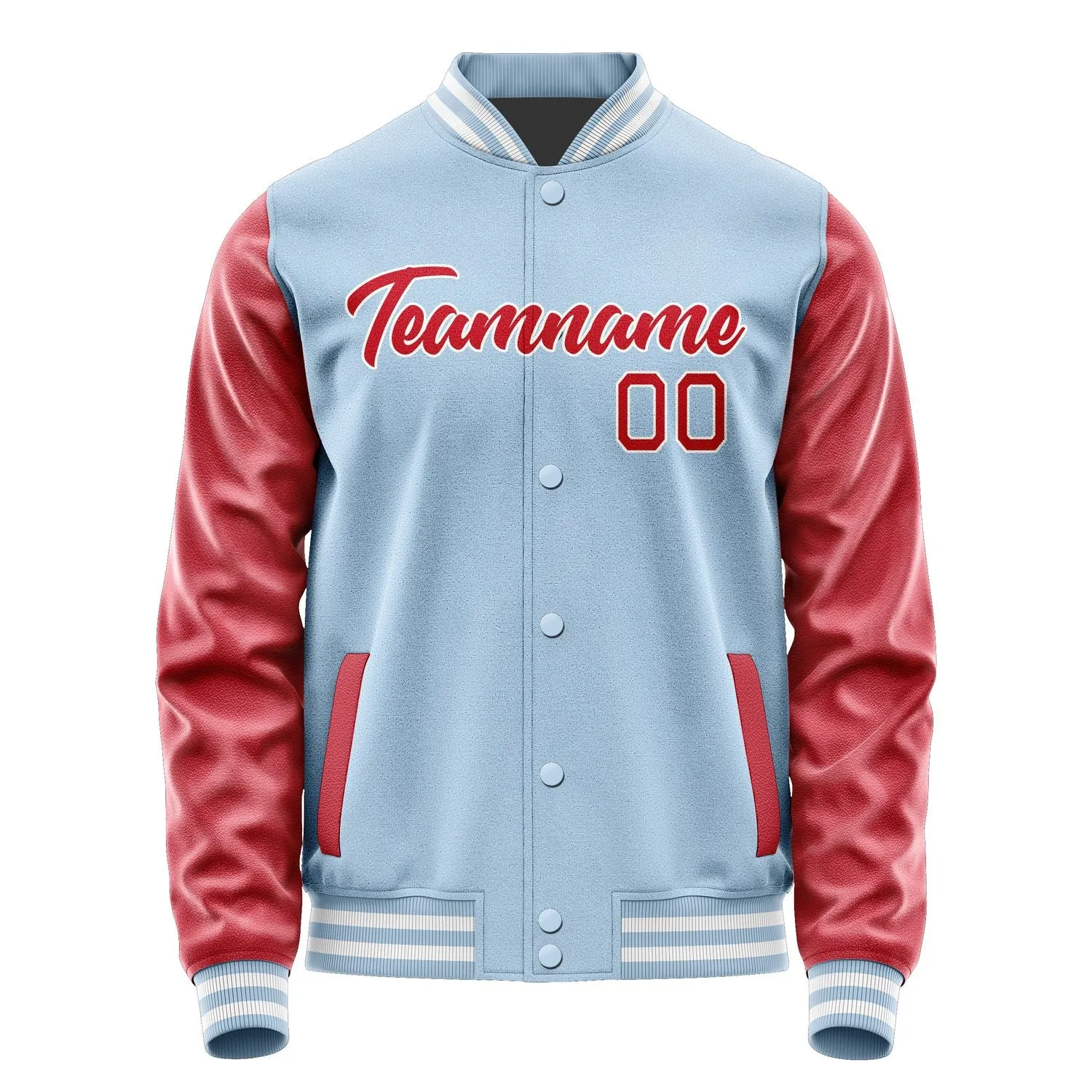 Custom Light Blue Red Jacket sold by Tailorly product image thumbnail 2