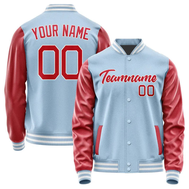 Custom Light Blue Red Jacket sold by Tailorly