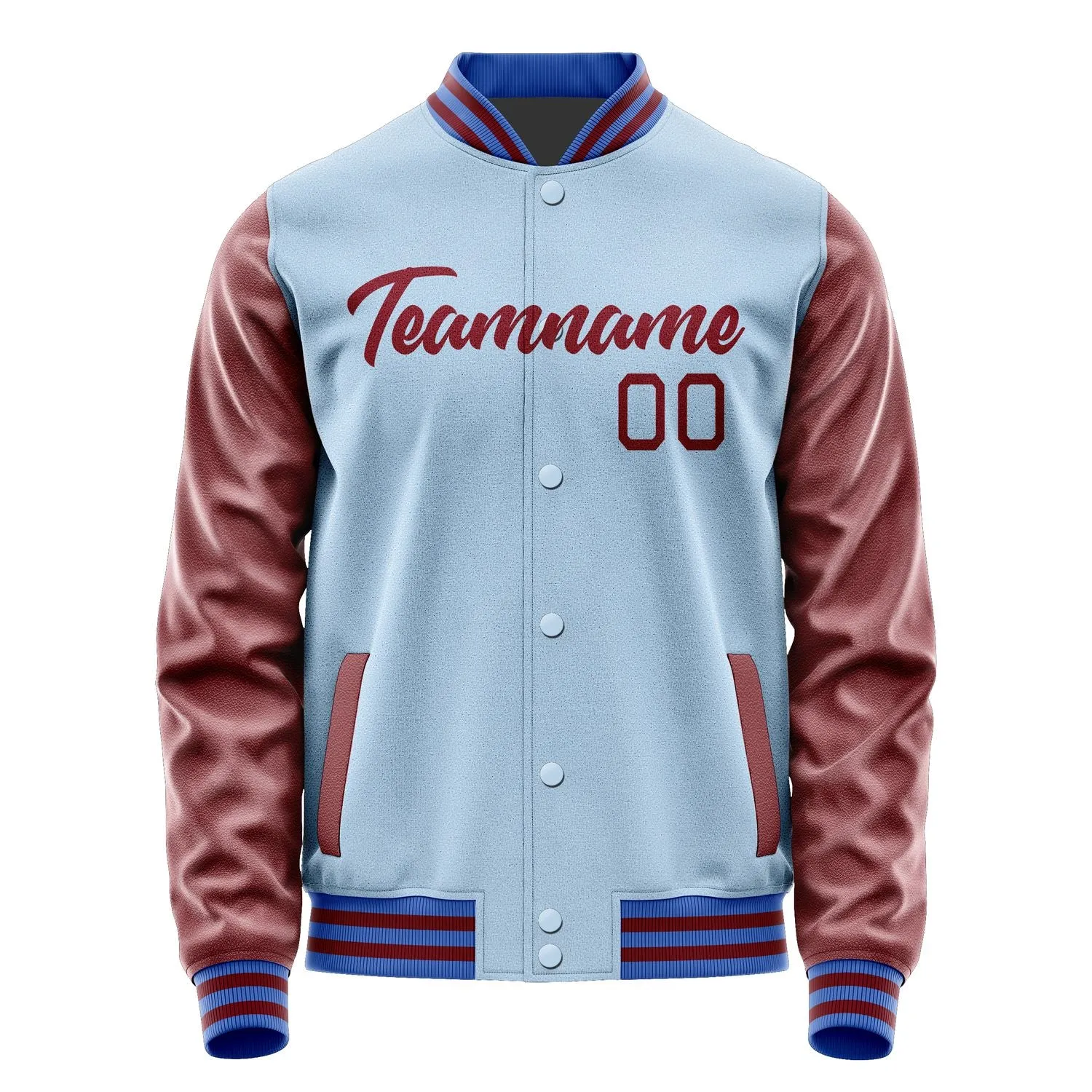 Custom Light Blue Crimson Red Jacket sold by Tailorly product image thumbnail 2