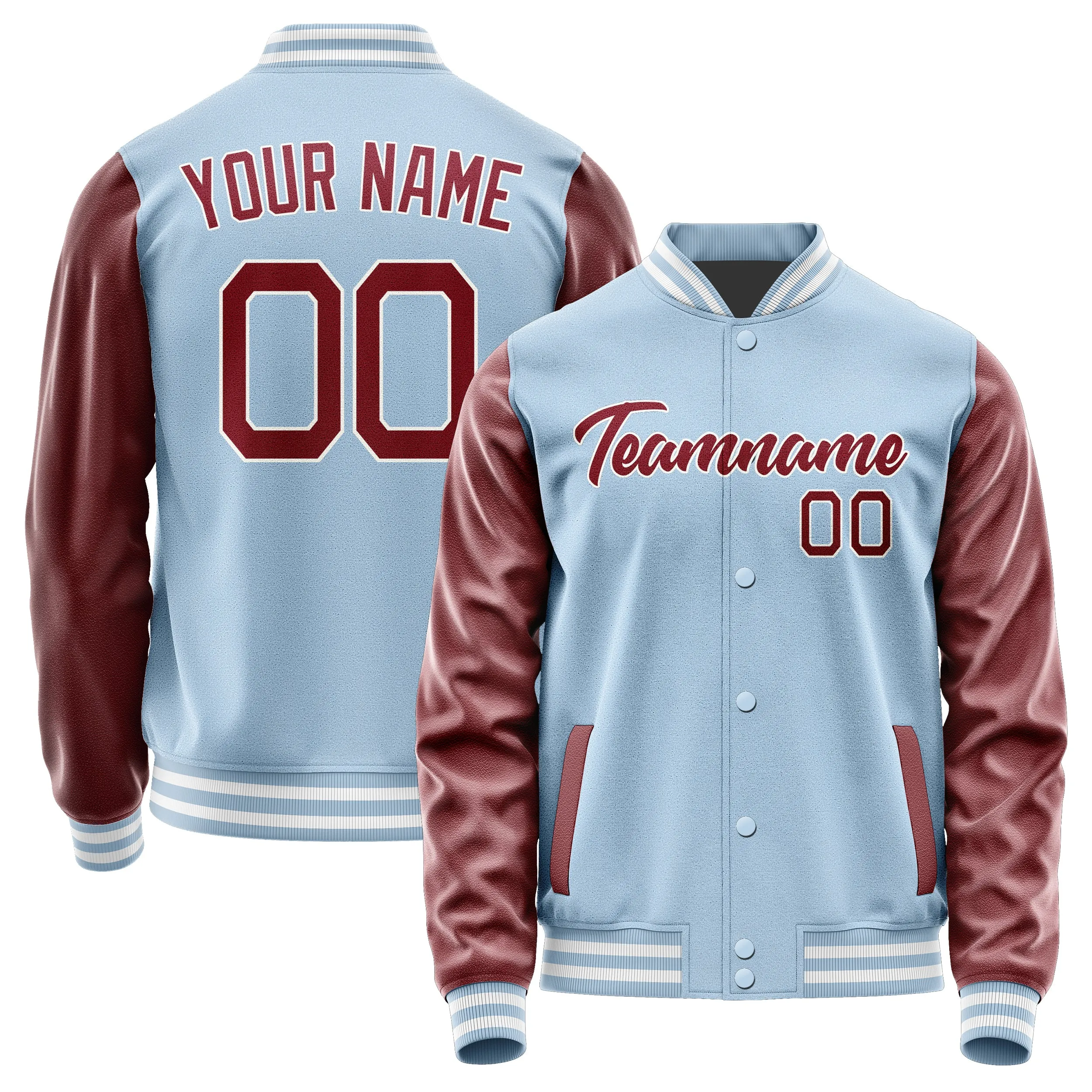 Custom Light Blue Crimson Red Jacket sold by Tailorly
