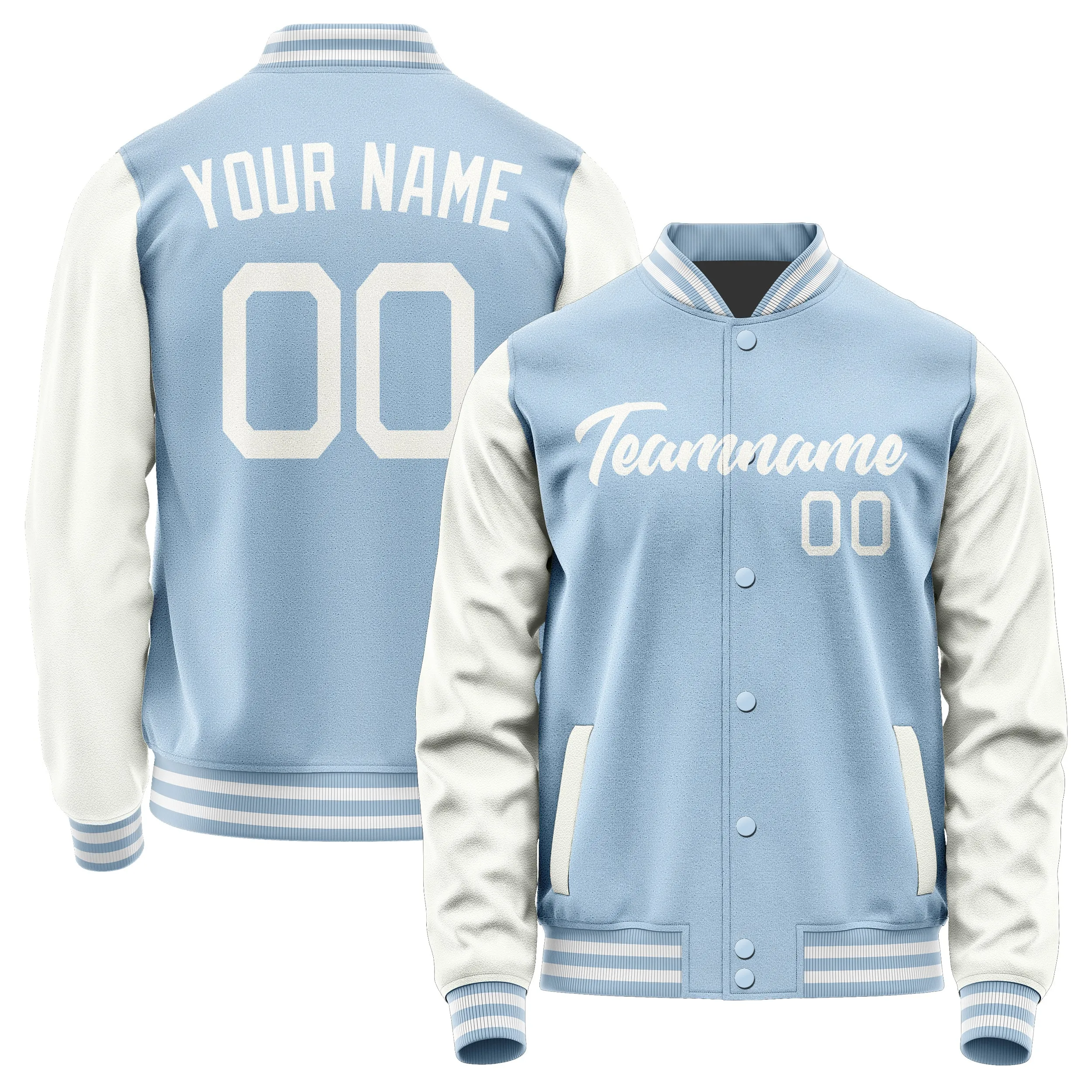 Custom Light Blue White Jacket sold by Tailorly