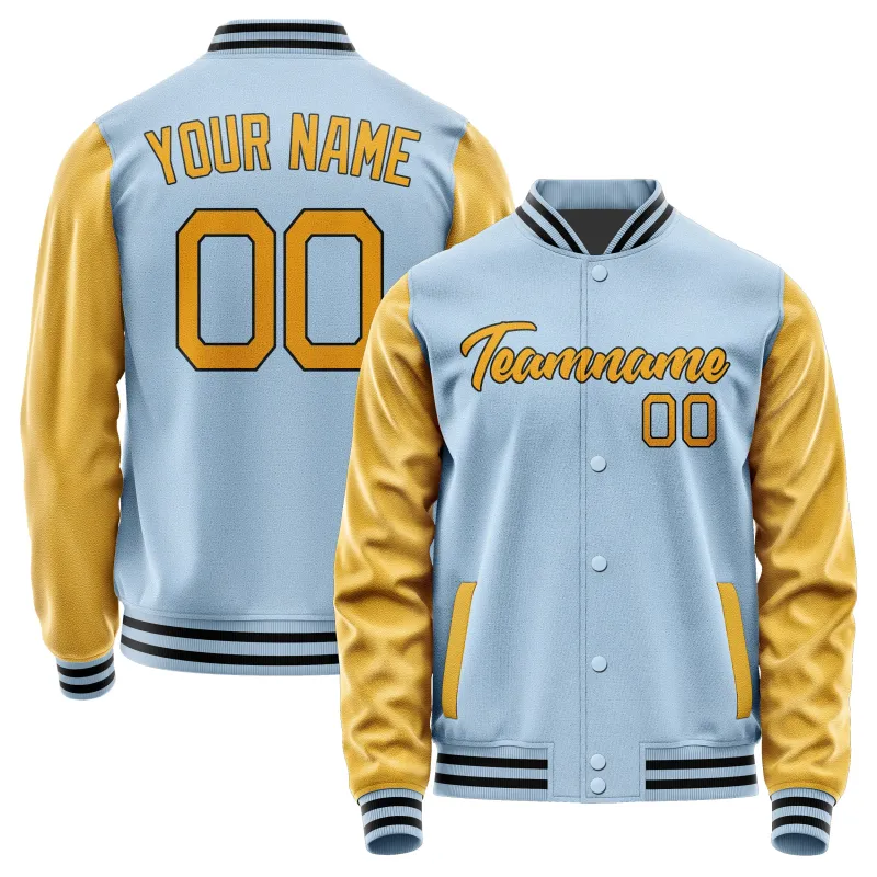 Custom Light Blue Yellow Jacket sold by Tailorly