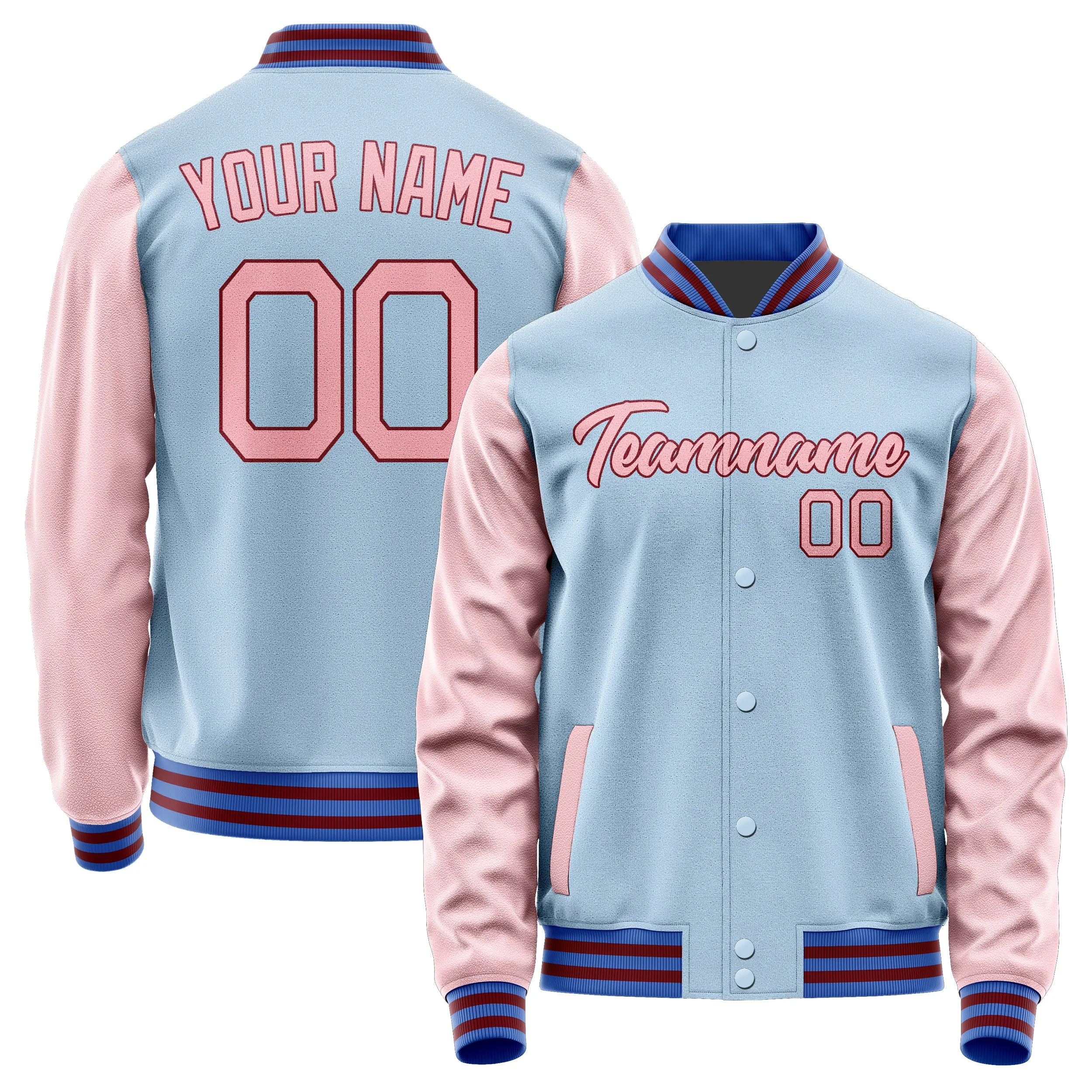 Custom Light Blue Light Pink Jacket sold by Tailorly