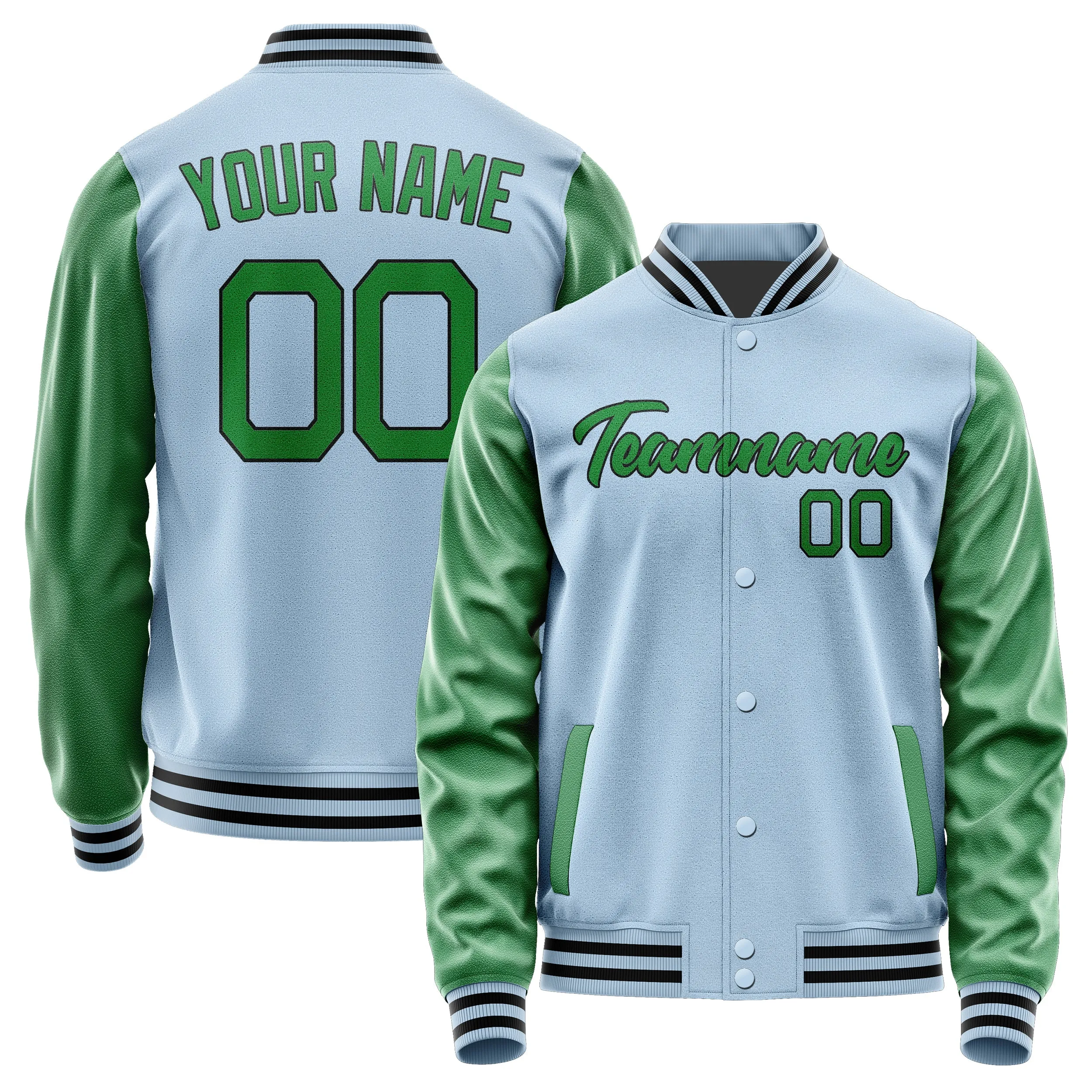 Custom Light Blue Emerald Green Jacket sold by Tailorly