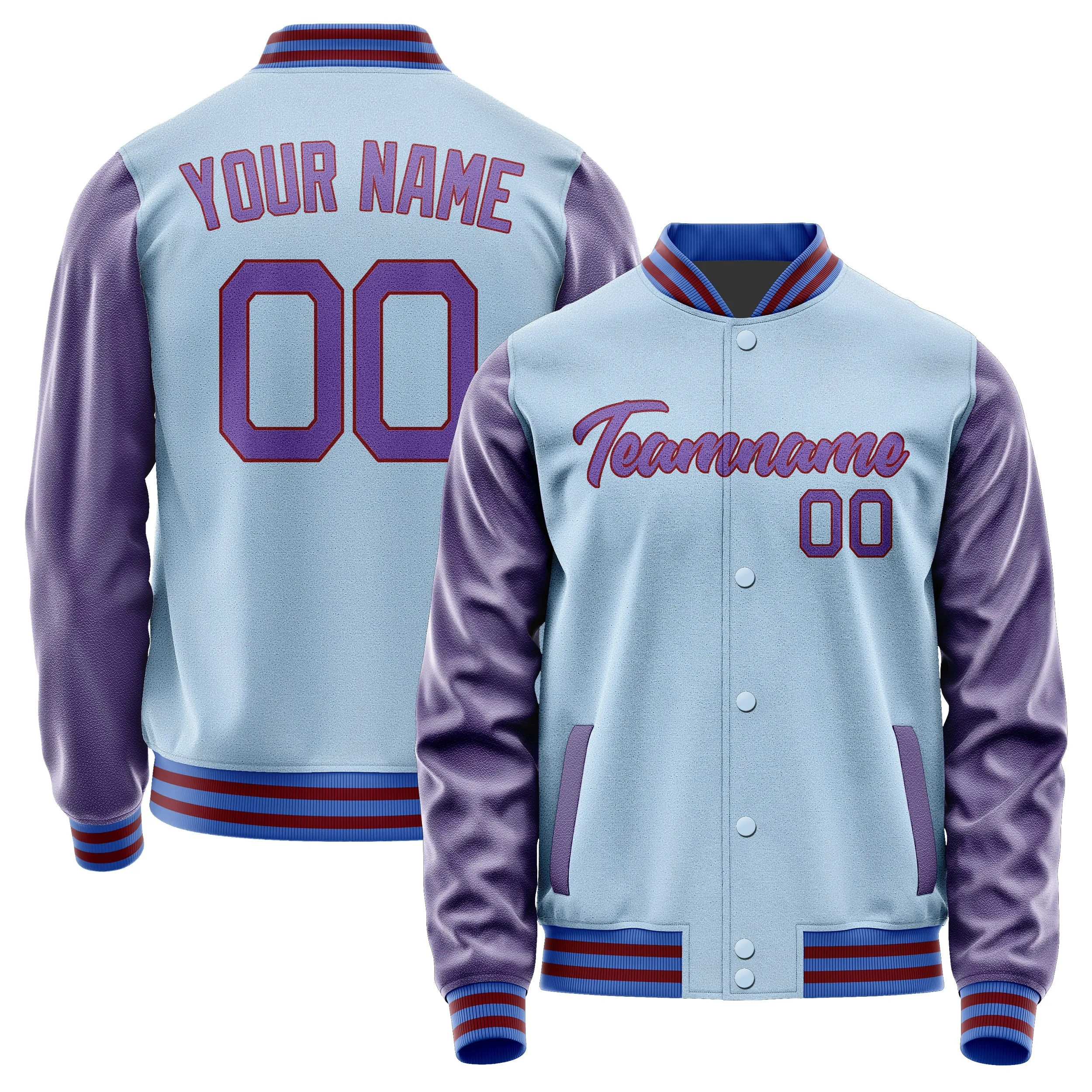 Custom Light Blue Light Purple Jacket sold by Tailorly