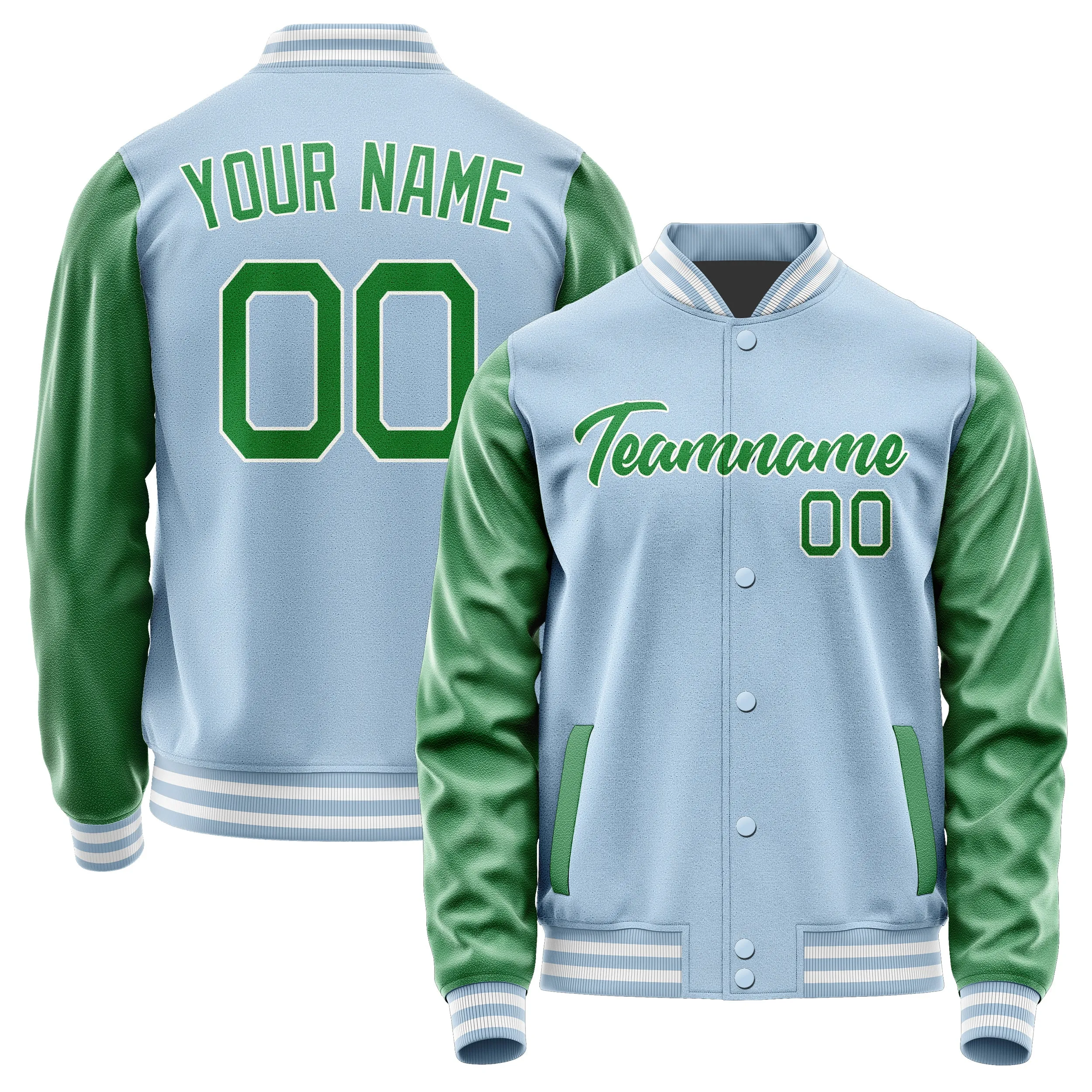 Custom Light Blue Emerald Green Jacket sold by Tailorly