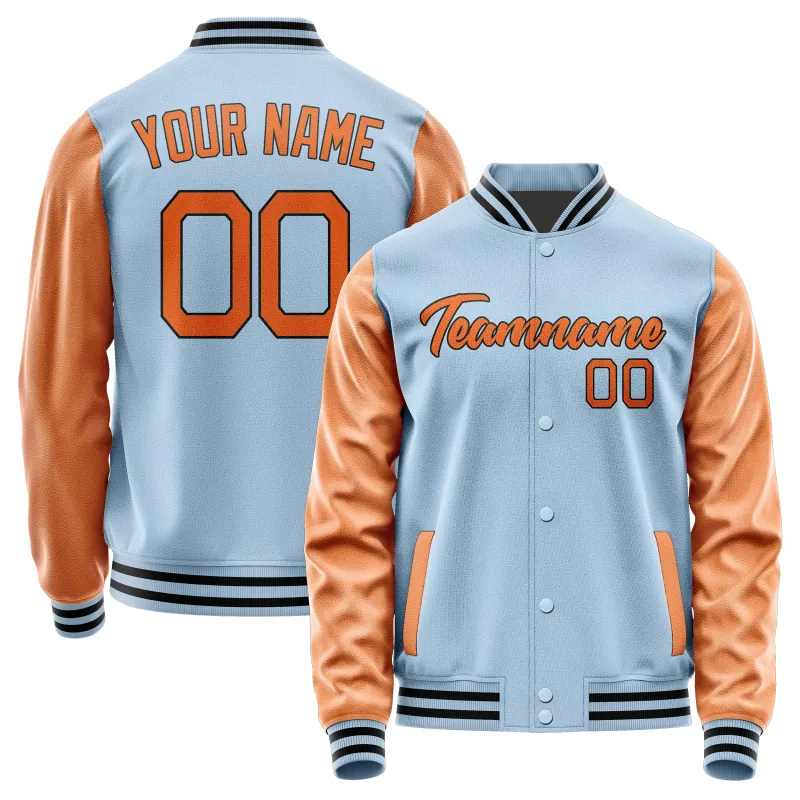 Custom Light Blue Orange Jacket sold by Tailorly
