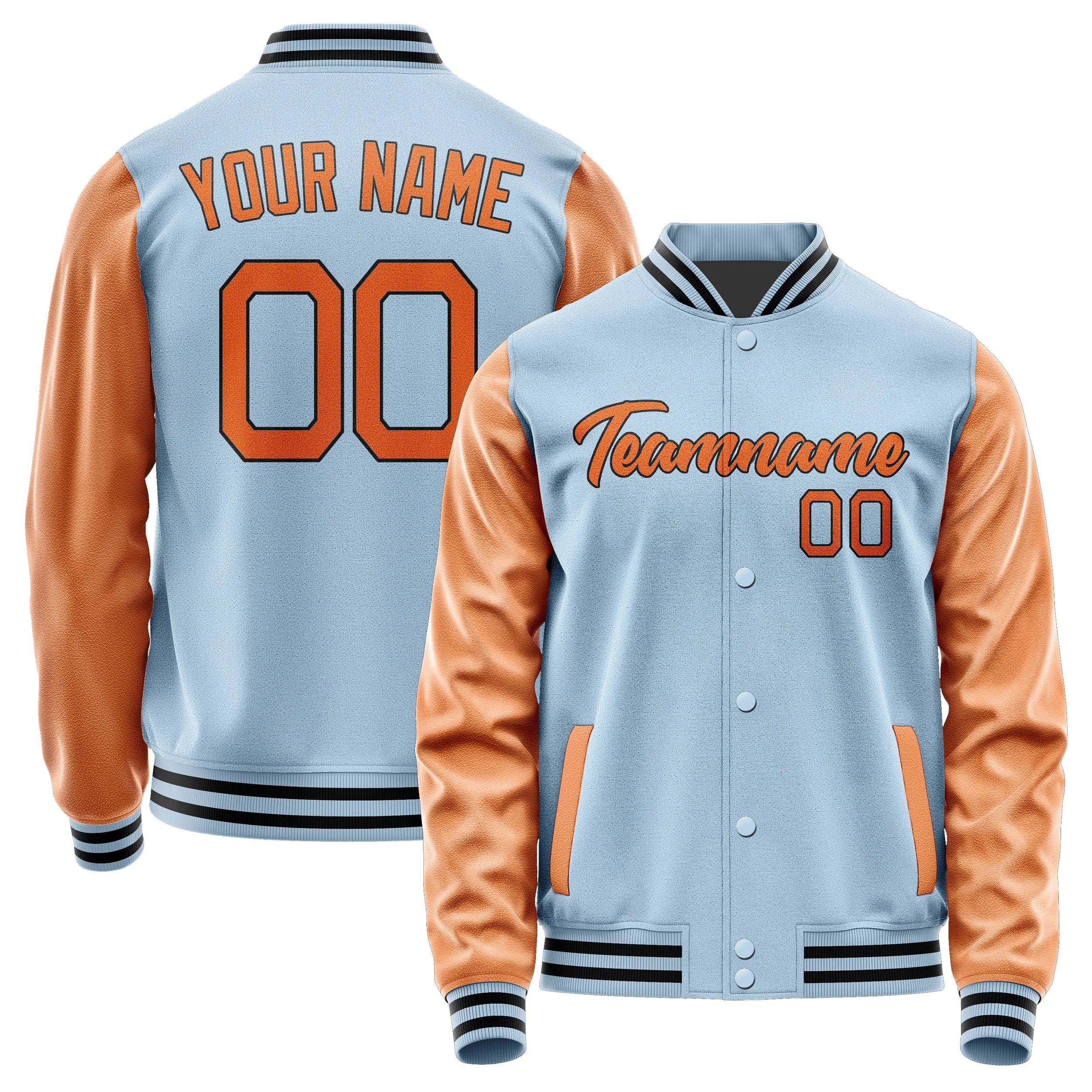 Custom Light Blue Orange Jacket sold by Tailorly