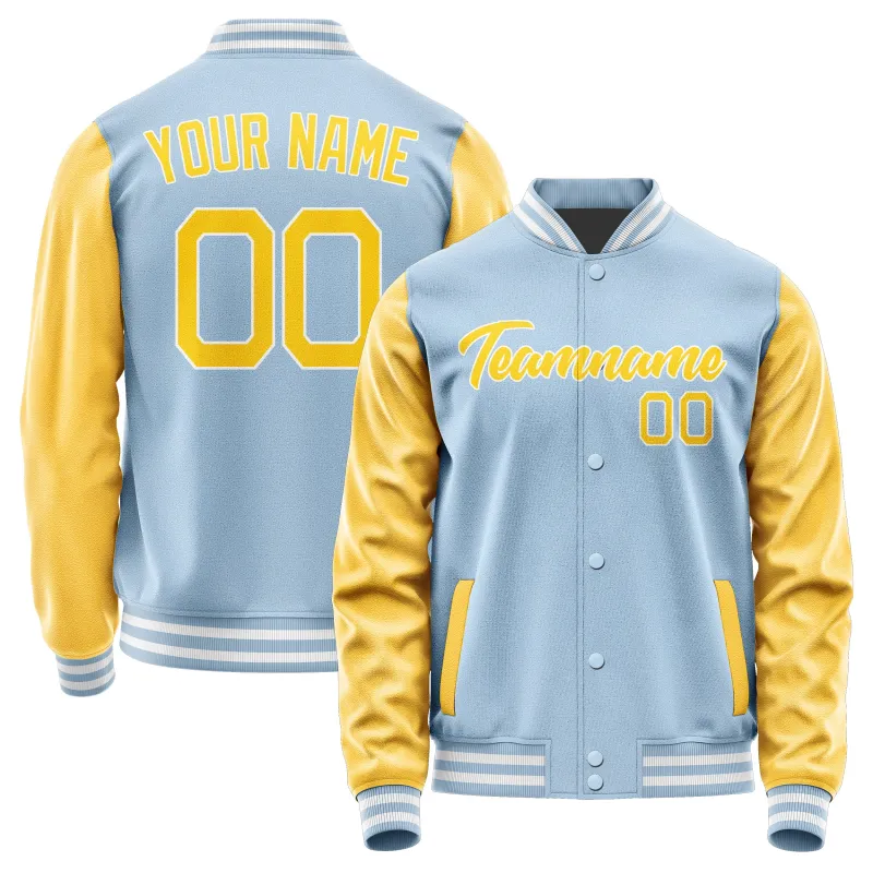 Custom Light Blue Gold Jacket sold by Tailorly