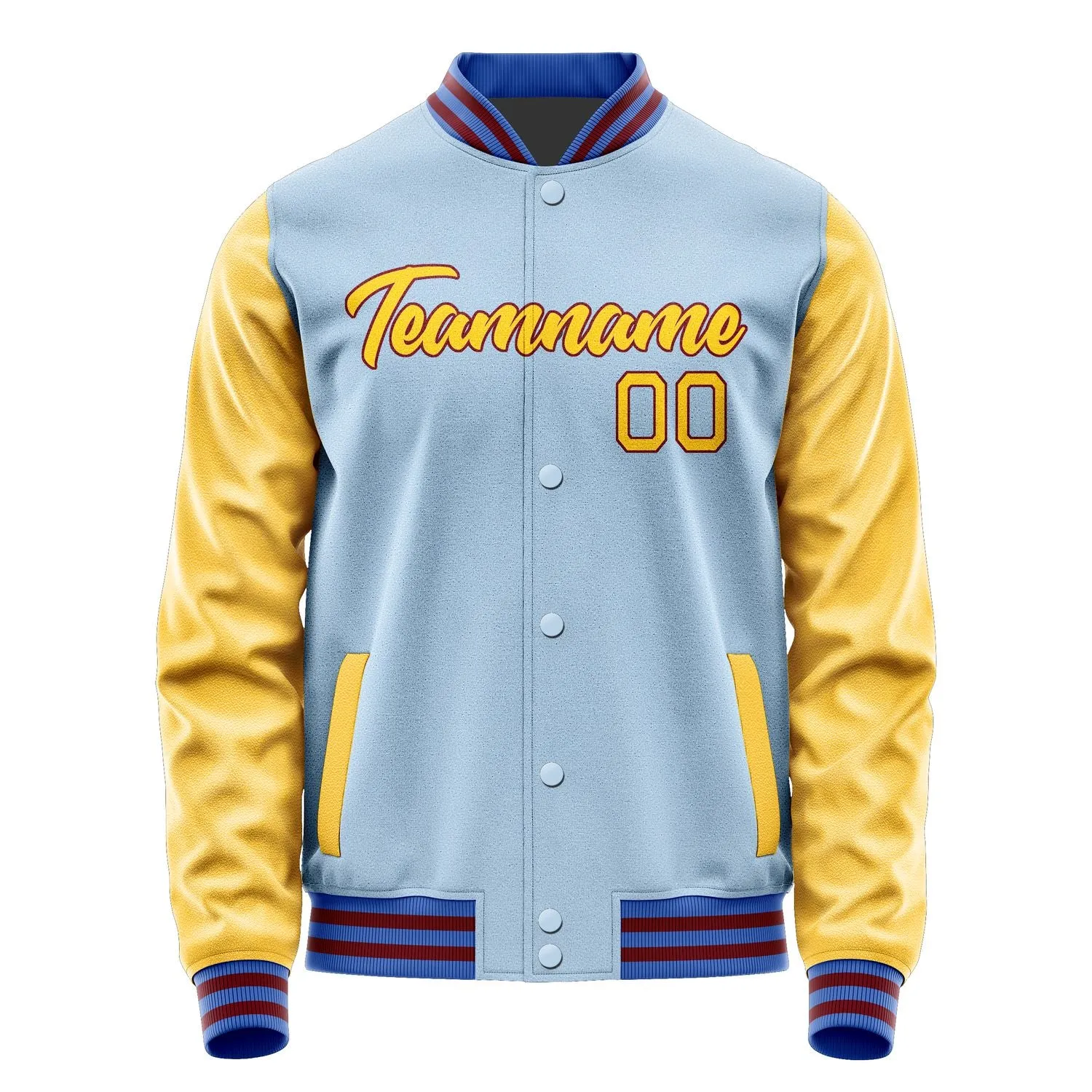 Custom Light Blue Gold Jacket sold by Tailorly product image thumbnail 2