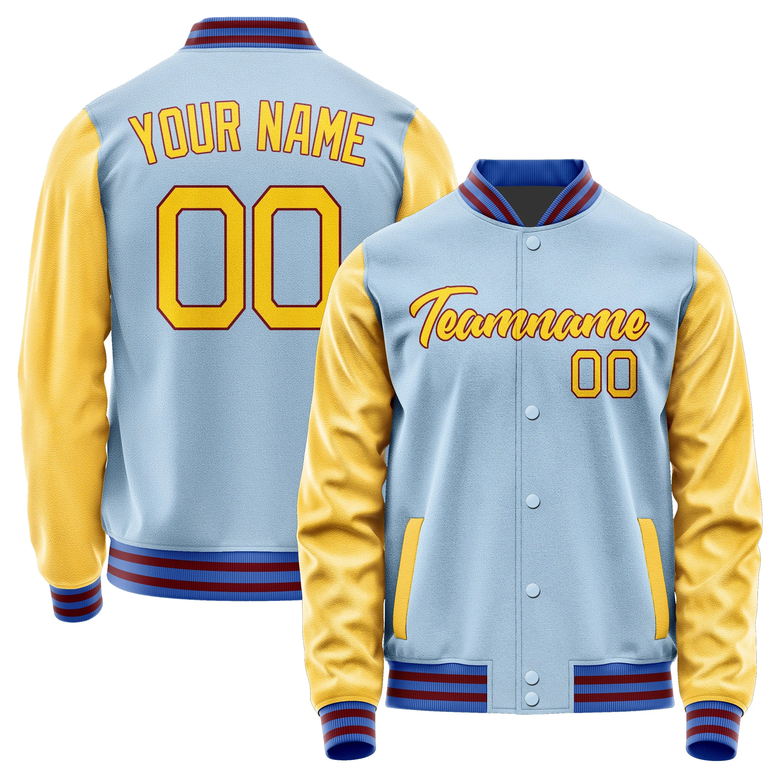 Custom Light Blue Gold Jacket sold by Tailorly