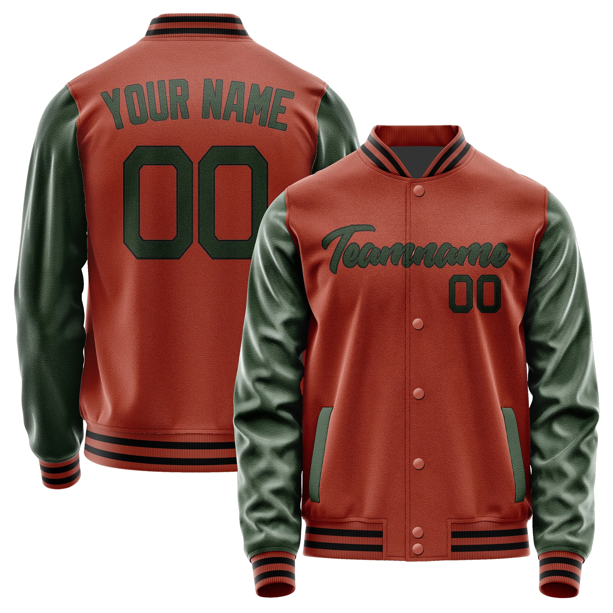 Custom Coral Red Dark Green Jacket sold by Tailorly