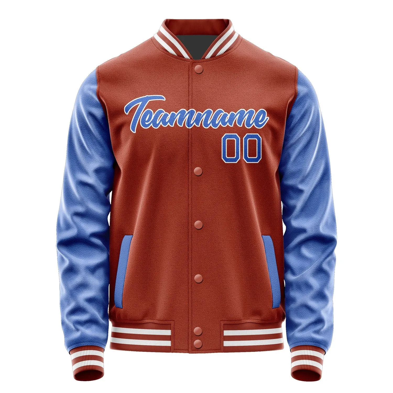 Custom Coral Red Sky Blue Jacket sold by Tailorly product image thumbnail 2