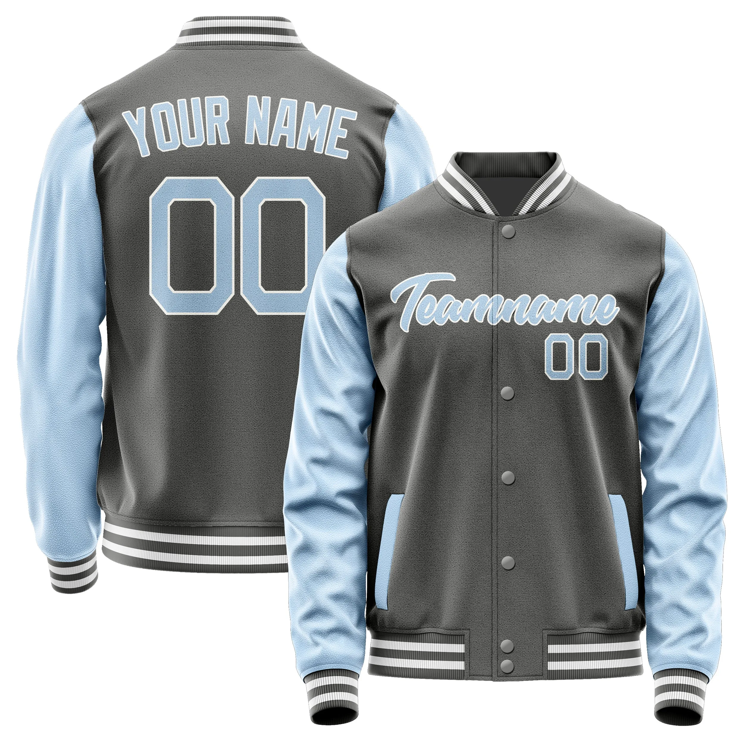 Custom Dark Grey Light Blue Jacket sold by Tailorly