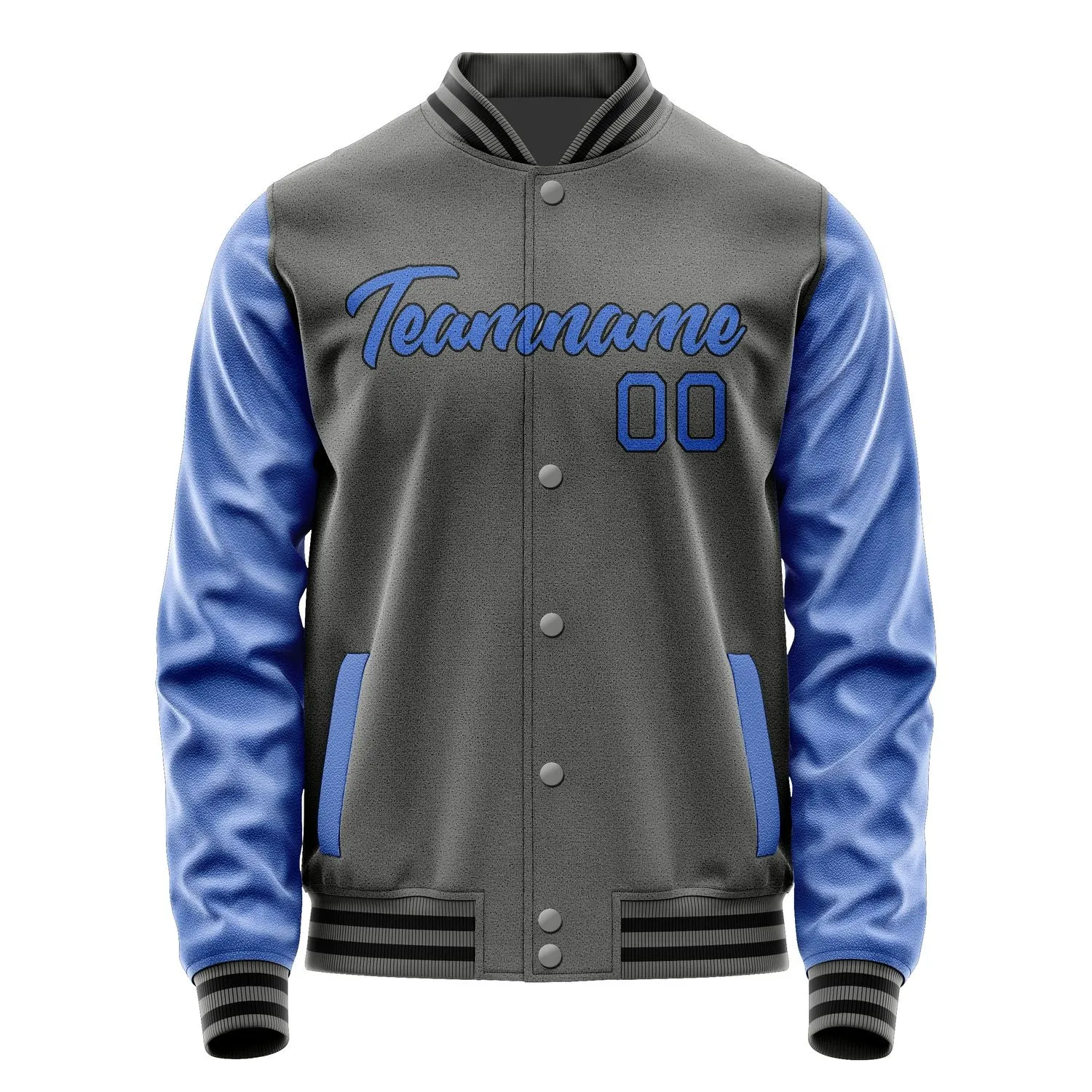 Custom Dark Grey Sky Blue Jacket sold by Tailorly product image thumbnail 2