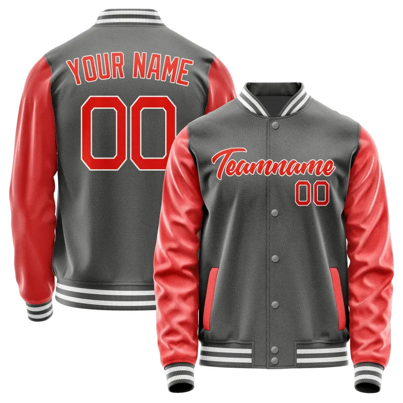 Custom Dark Grey Orange Red Jacket sold by Tailorly