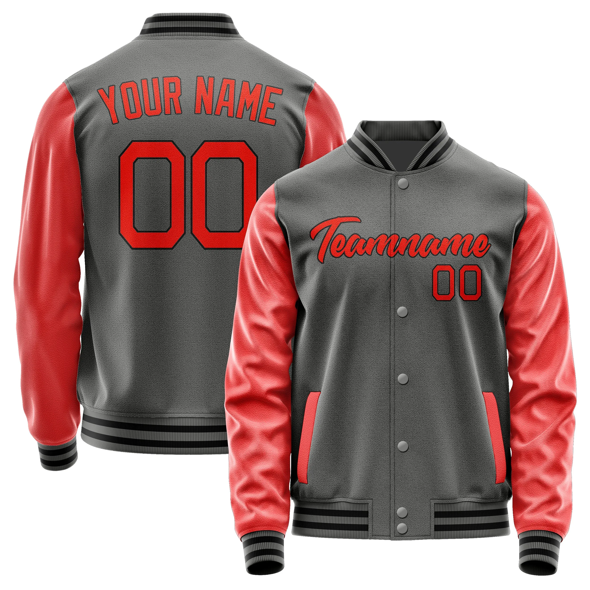 Custom Dark Grey Orange Red Jacket sold by Tailorly