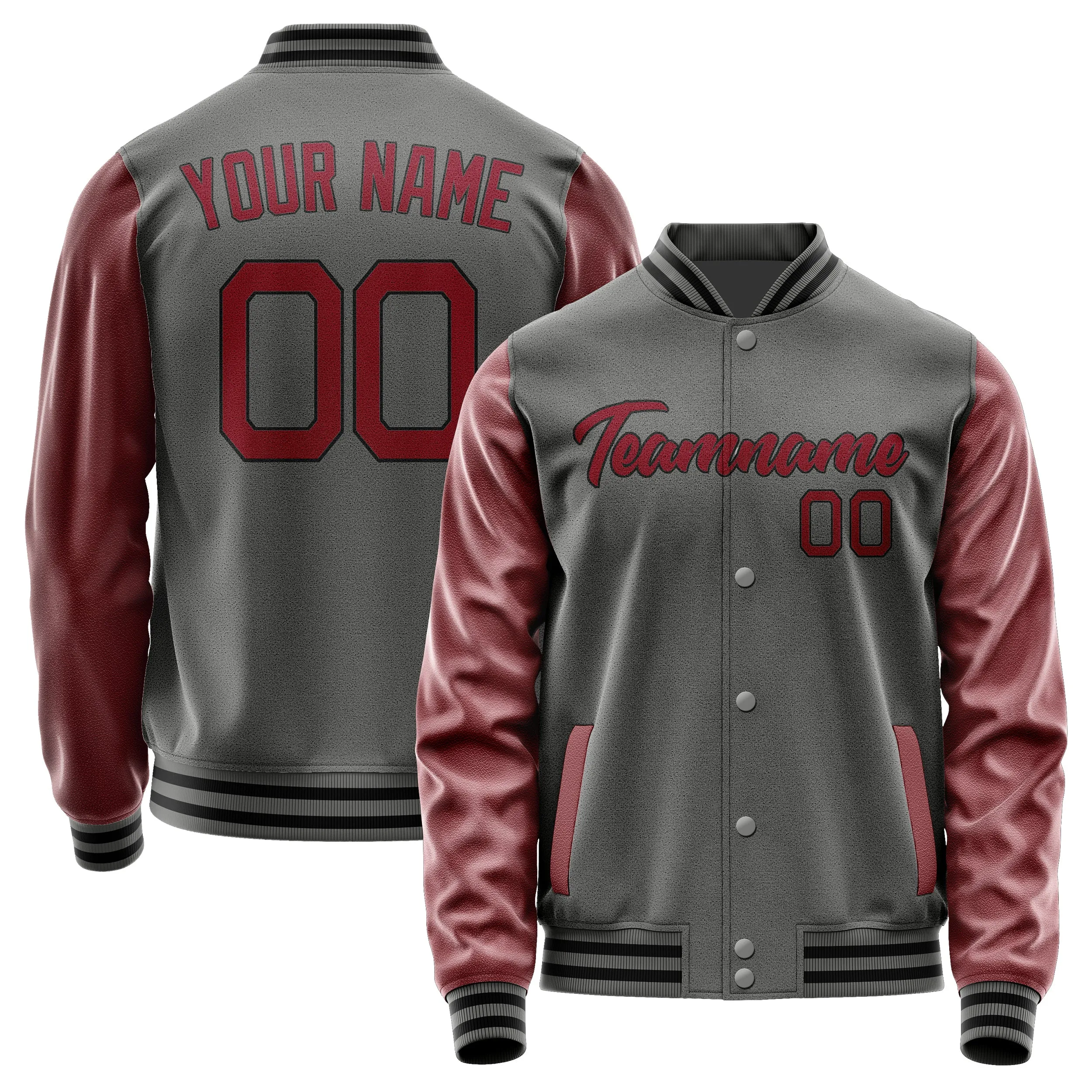 Custom Dark Grey Crimson Red Jacket sold by Tailorly