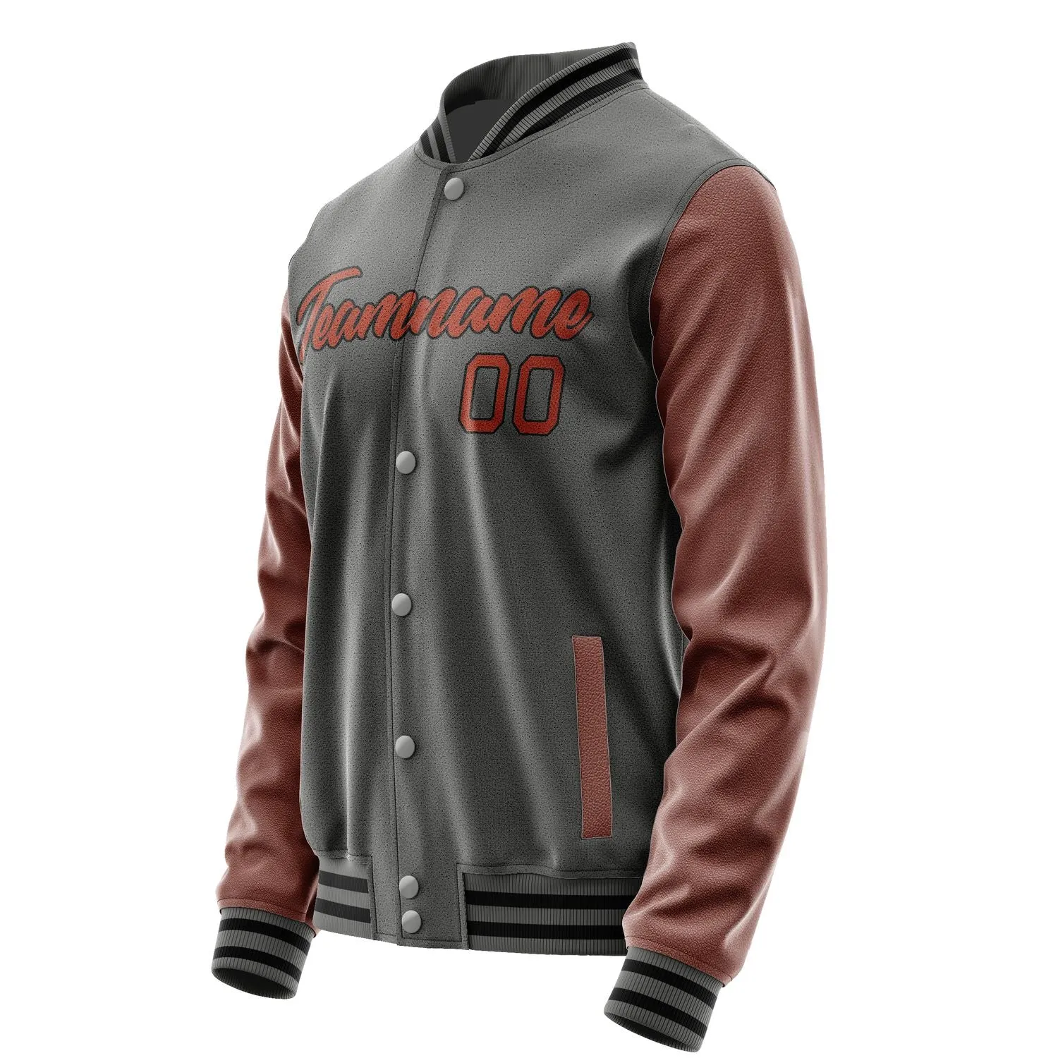 Custom Dark Grey Coral Red Jacket sold by Tailorly product image thumbnail 3