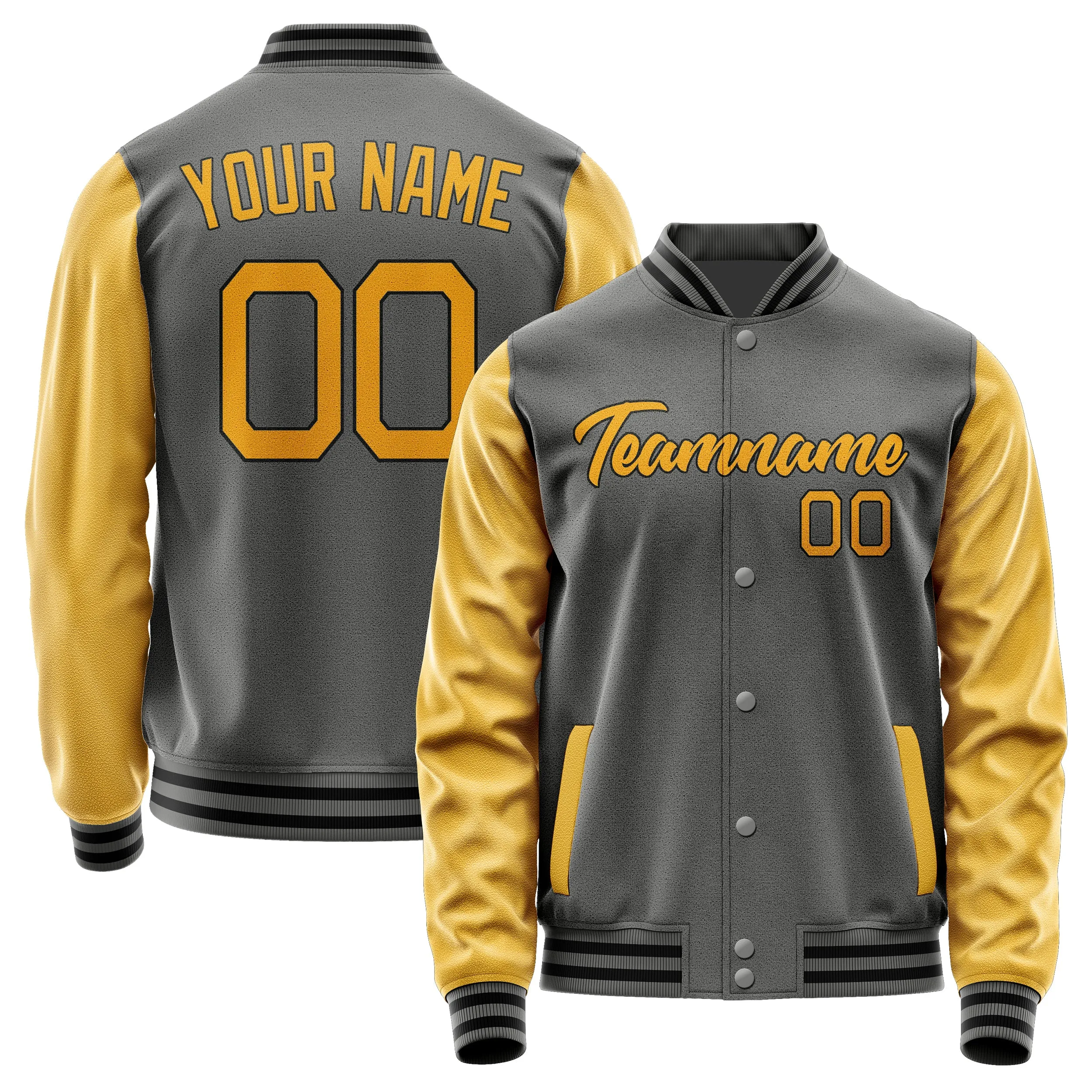 Custom Dark Grey Yellow Jacket sold by Tailorly