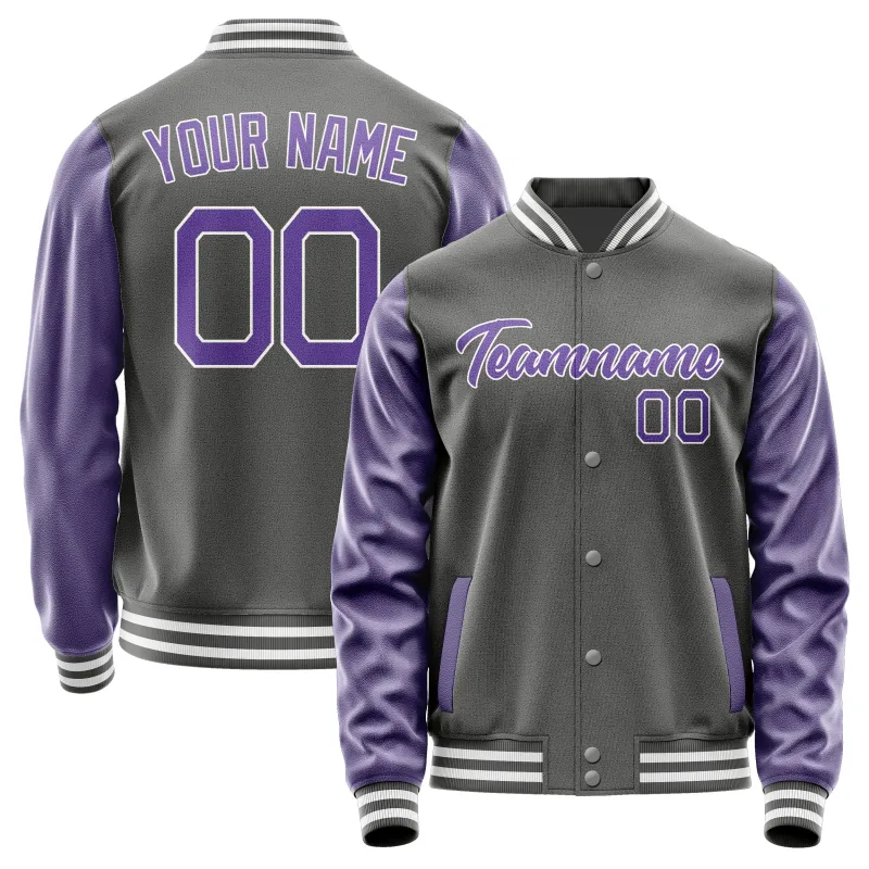 Custom Dark Grey Light Purple Jacket sold by Tailorly