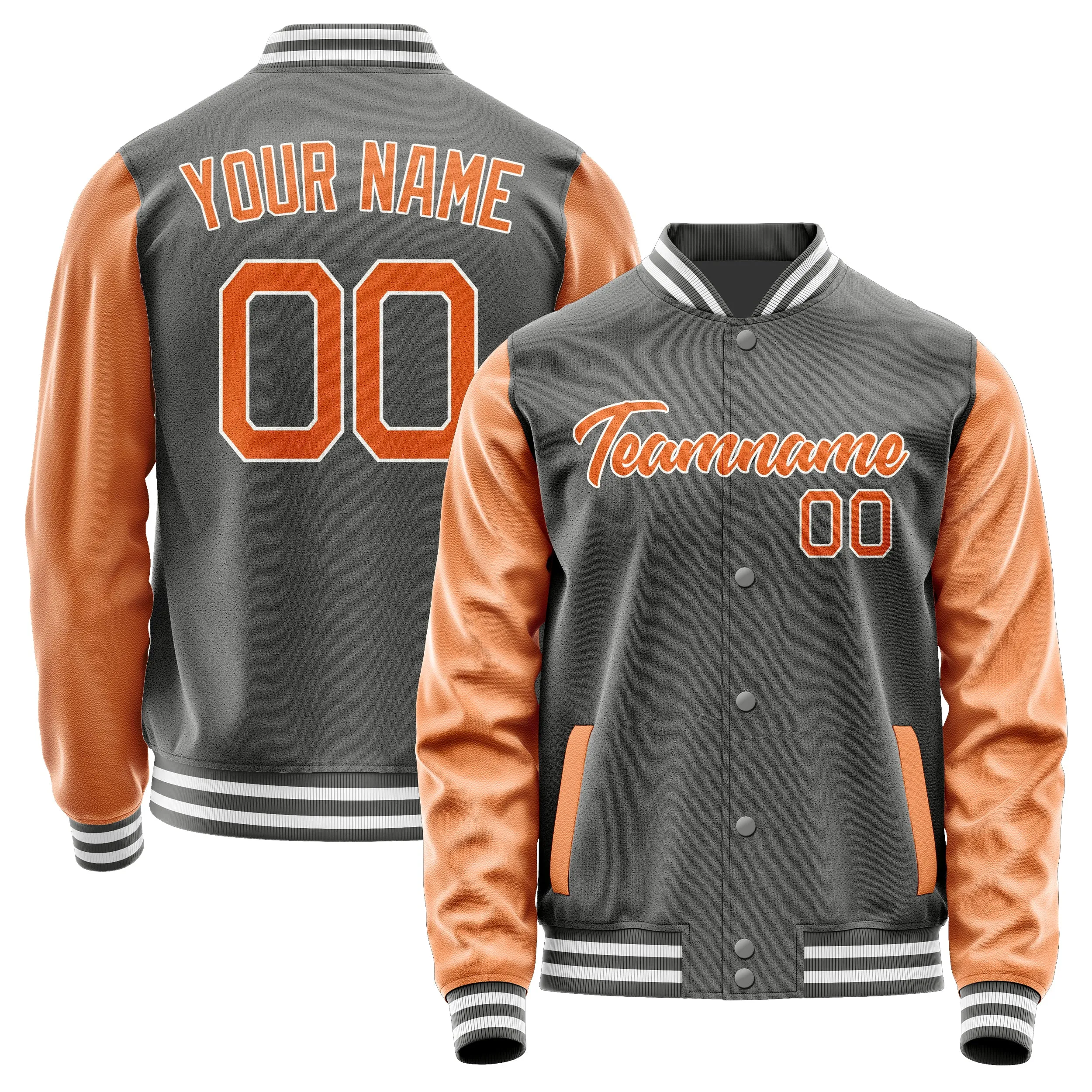 Custom Dark Grey Orange Jacket sold by Tailorly