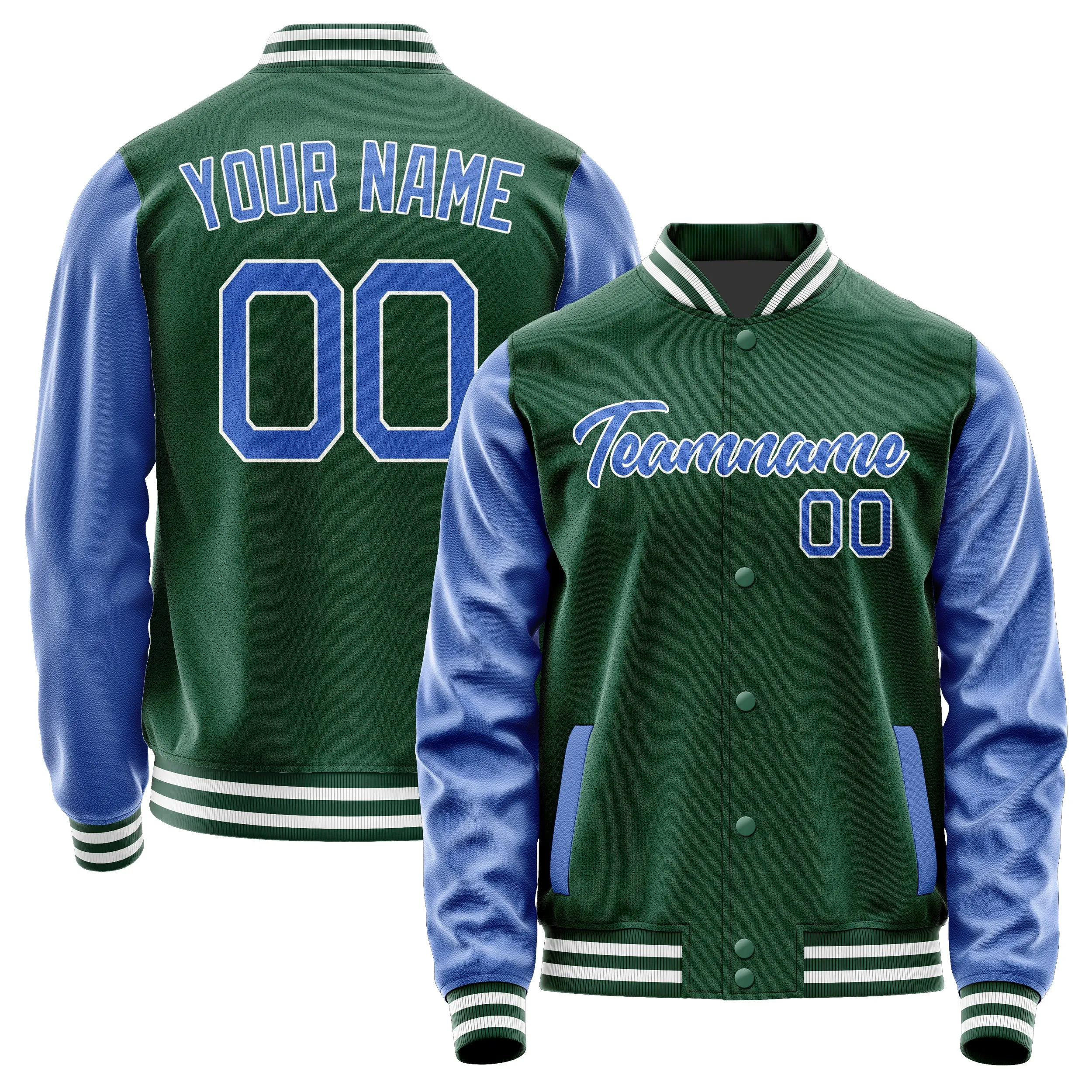 Custom Green Sky Blue Jacket sold by Tailorly
