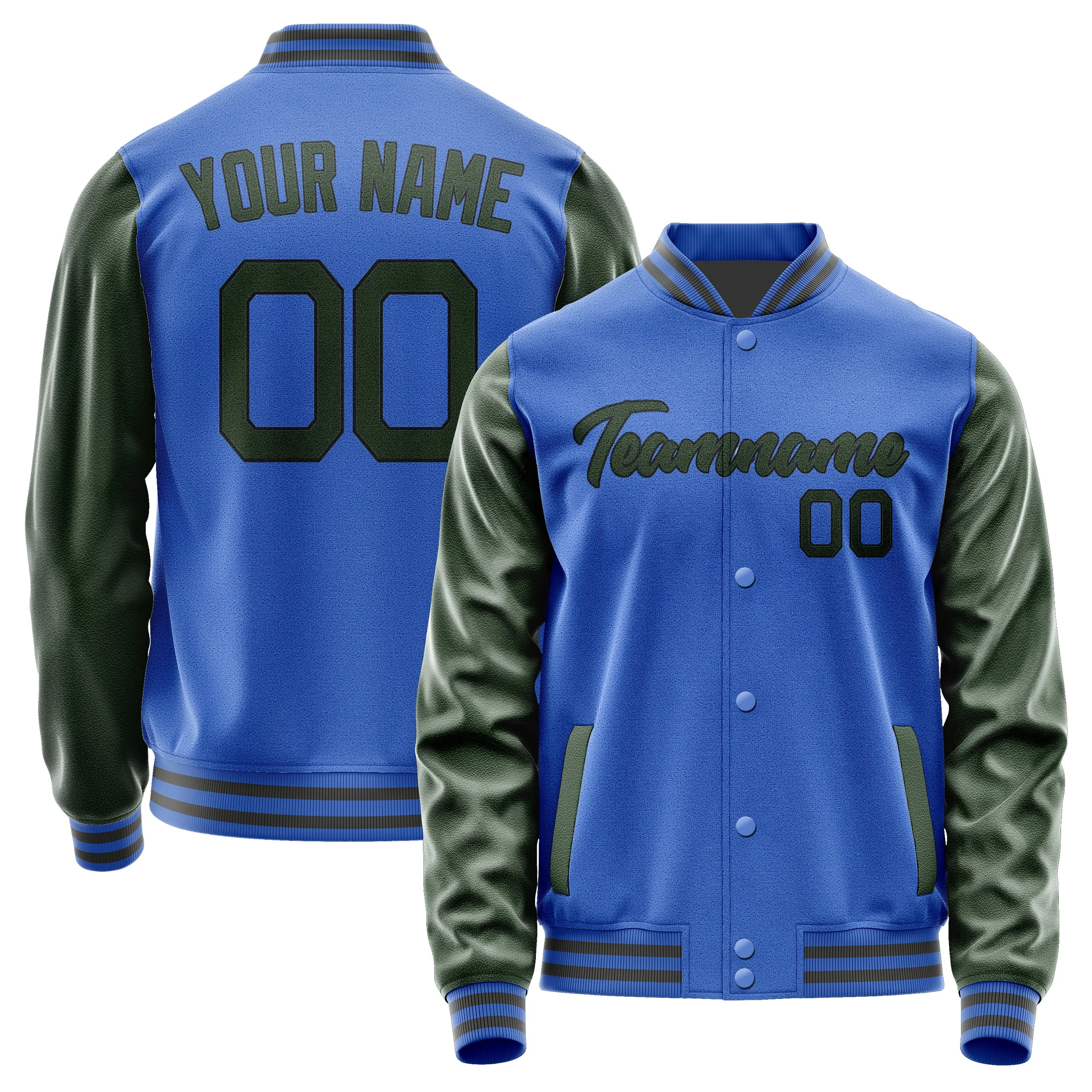 Custom Sky Blue Dark Green Jacket sold by Tailorly