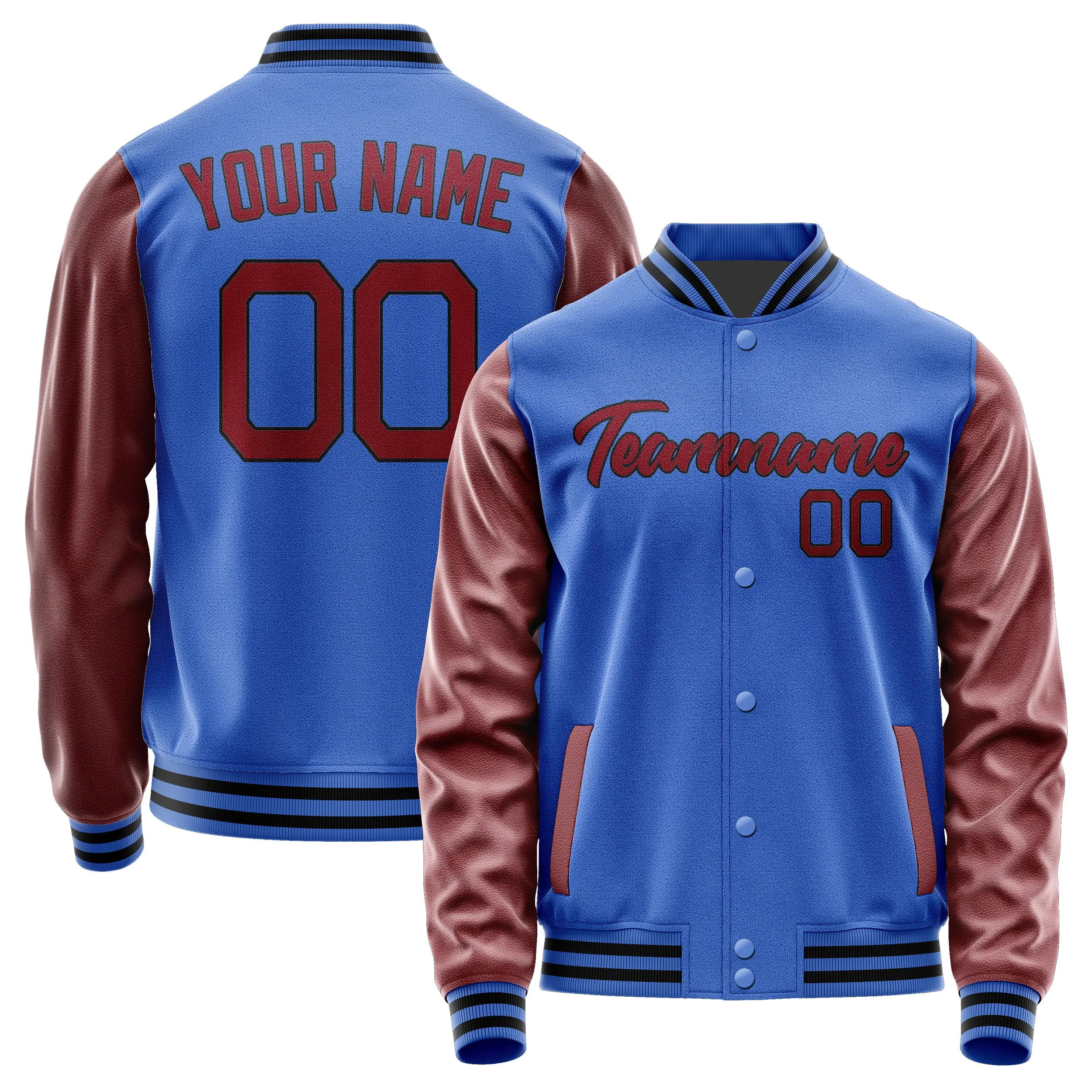 Custom Sky Blue Crimson Red Jacket sold by Tailorly