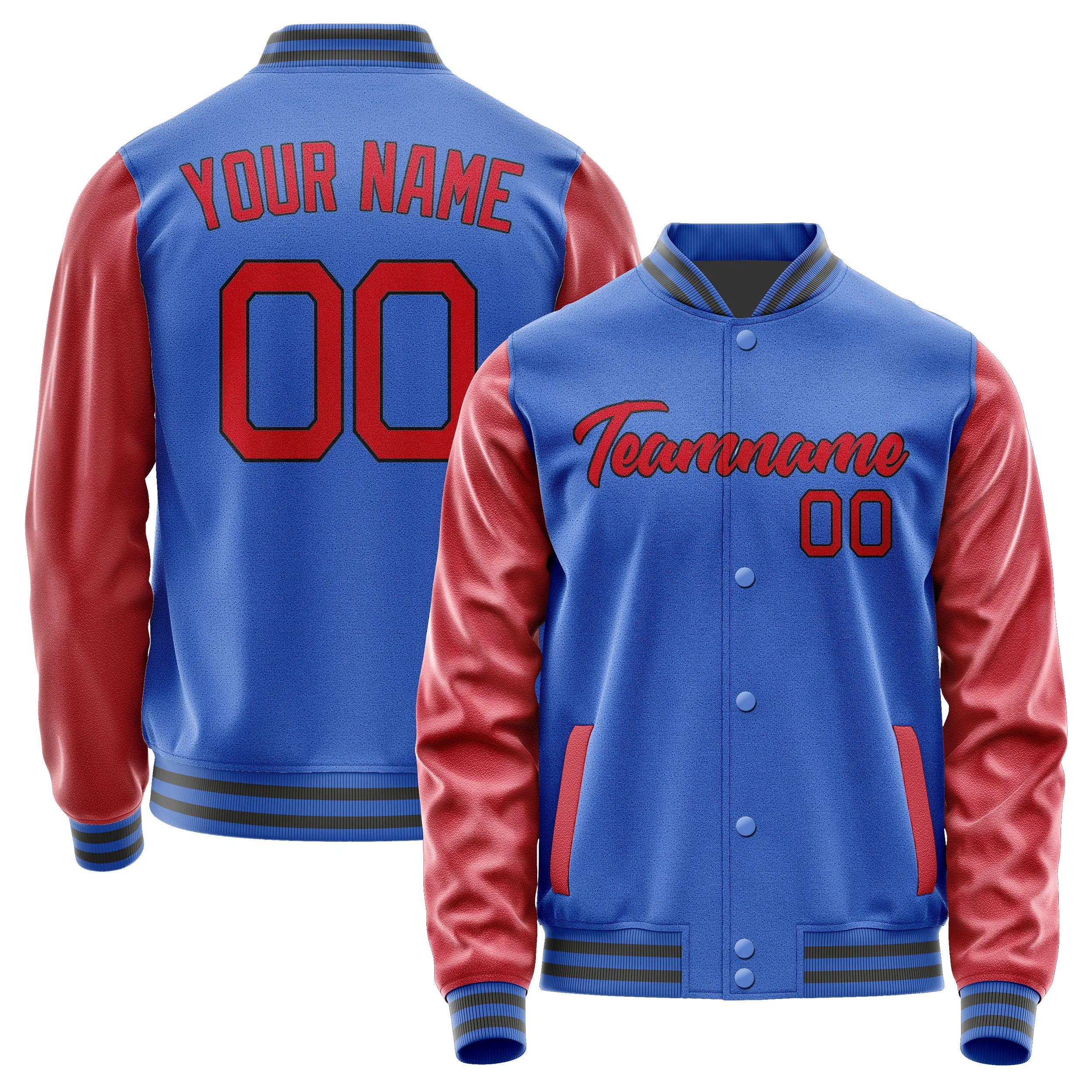 Custom Sky Blue Red Jacket sold by Tailorly
