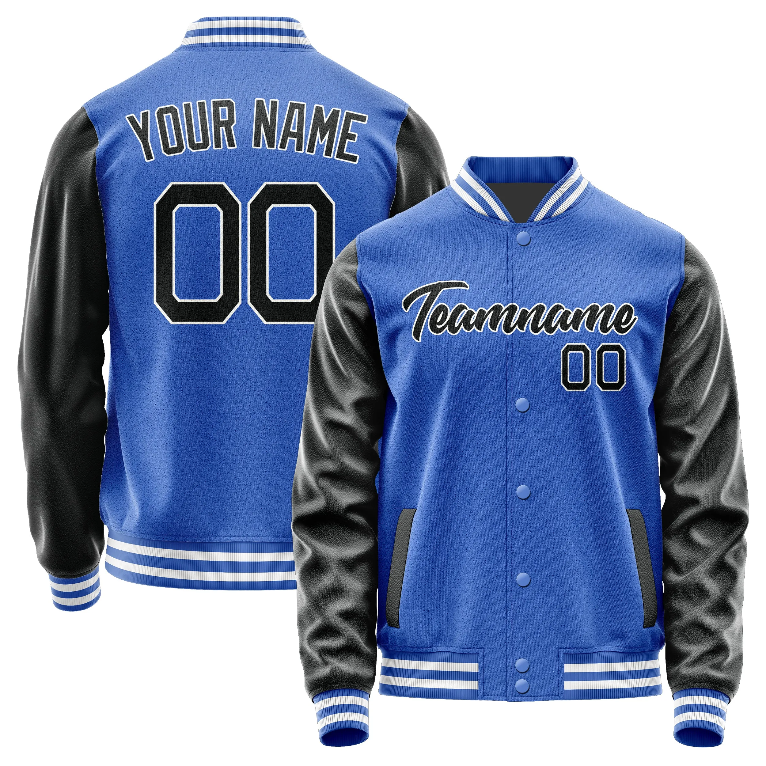 Custom Sky Blue Black Jacket sold by Tailorly