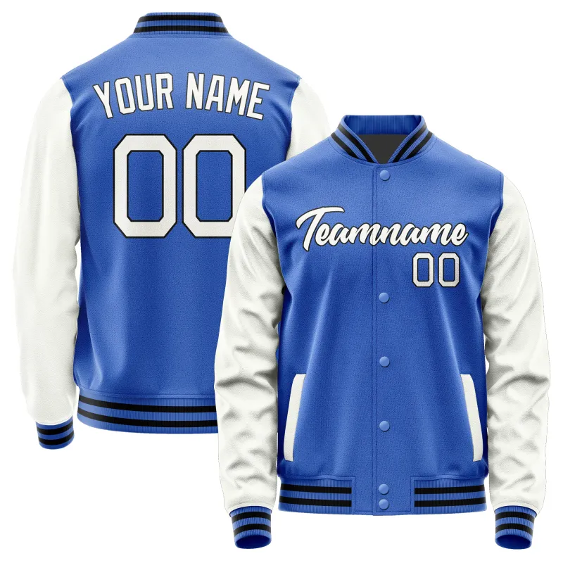 Custom Sky Blue White Jacket sold by Tailorly