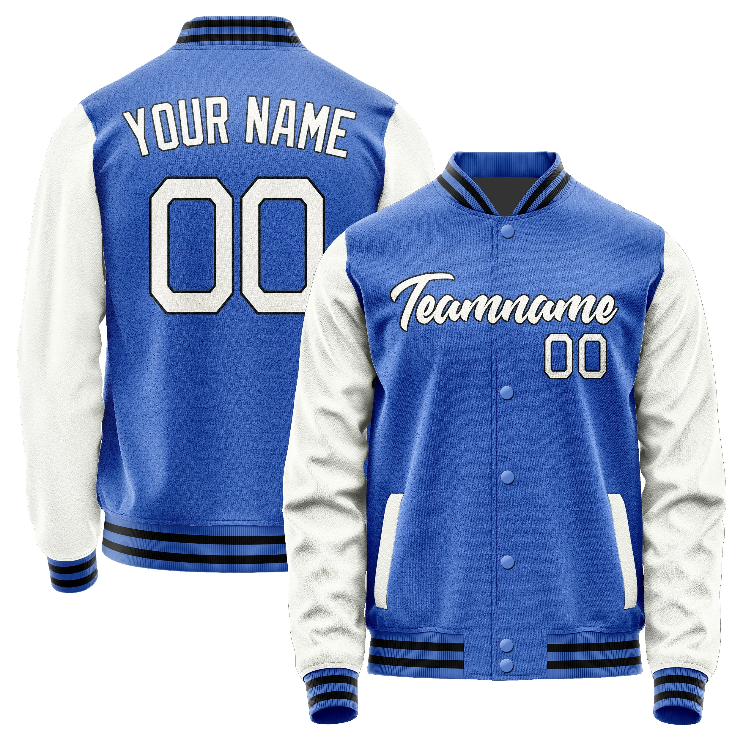 Custom Sky Blue White Jacket sold by Tailorly