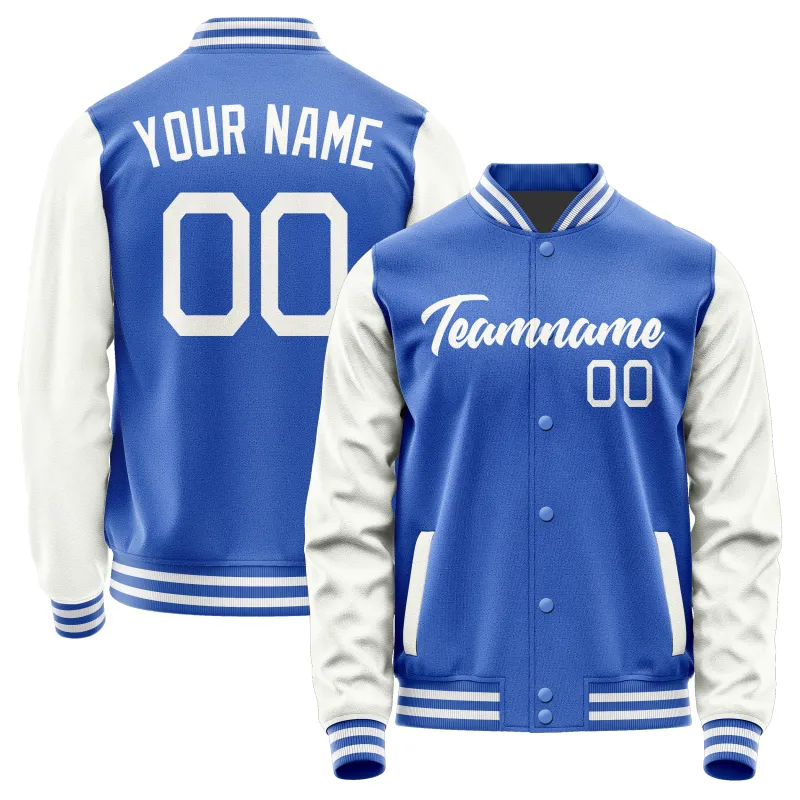 Custom Sky Blue White Jacket sold by Tailorly