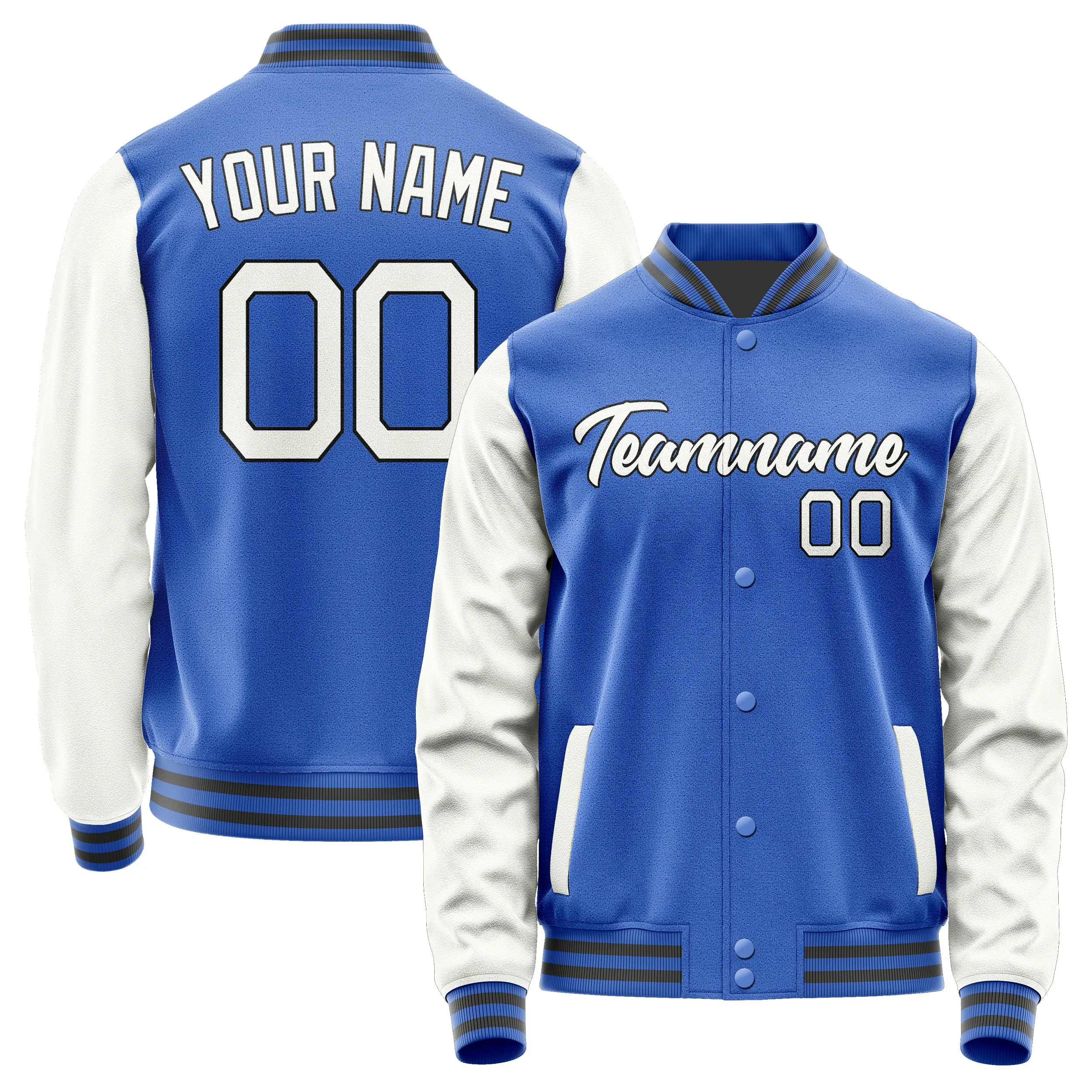 Custom Sky Blue White Jacket sold by Tailorly