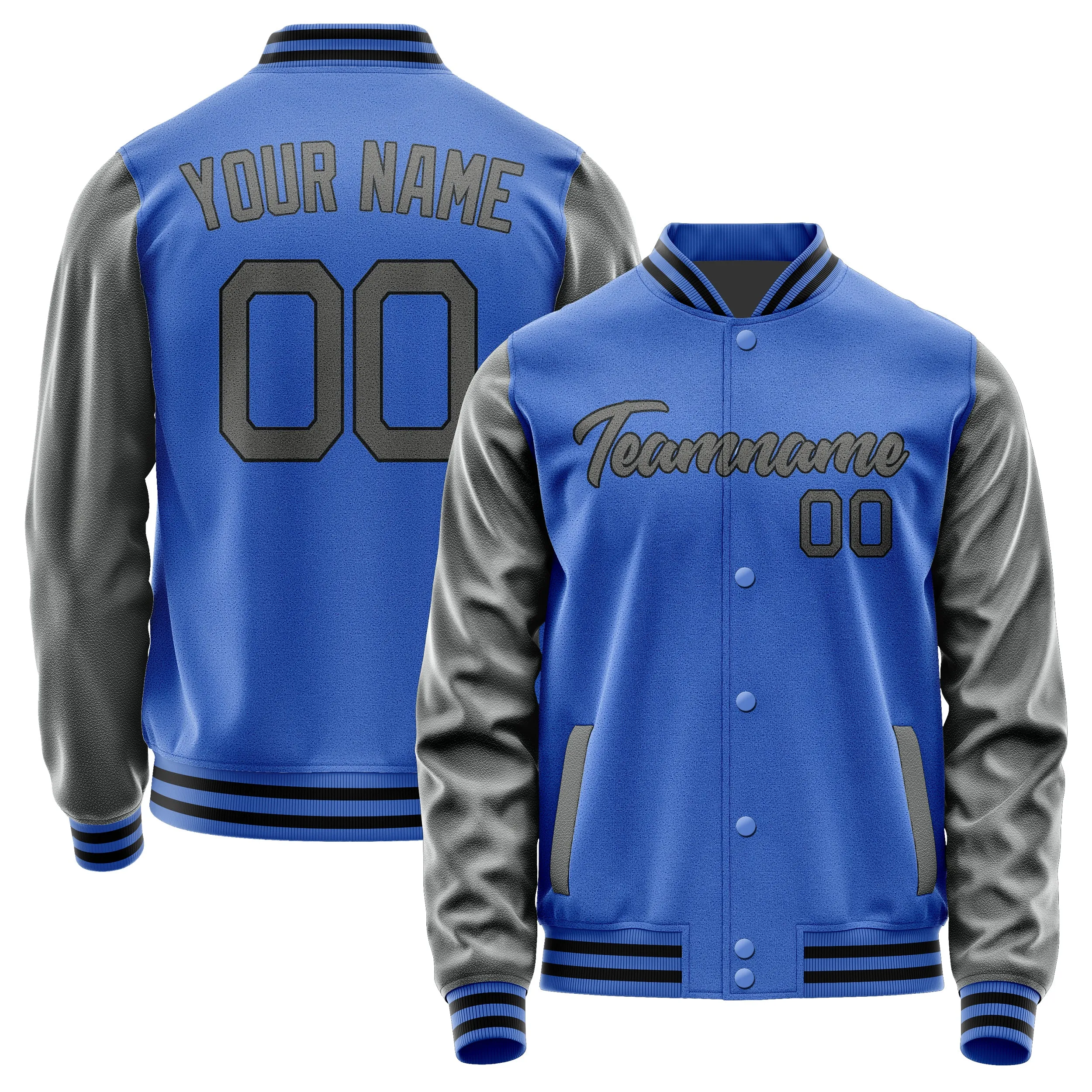 Custom Sky Blue Dark Grey Jacket sold by Tailorly