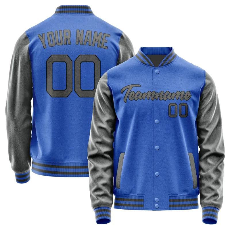 Custom Sky Blue Dark Grey Jacket sold by Tailorly