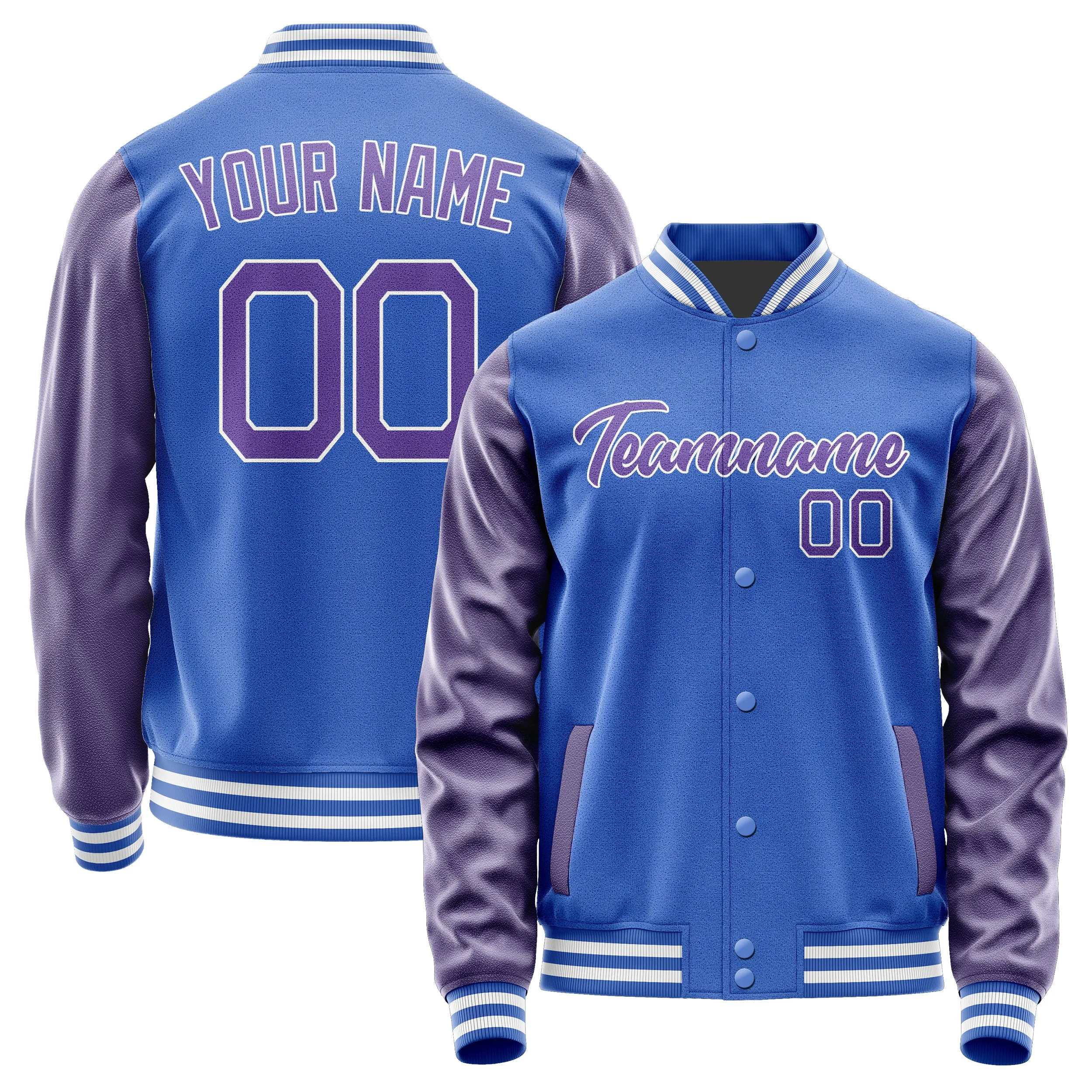 Custom Sky Blue Light Purple Jacket sold by Tailorly