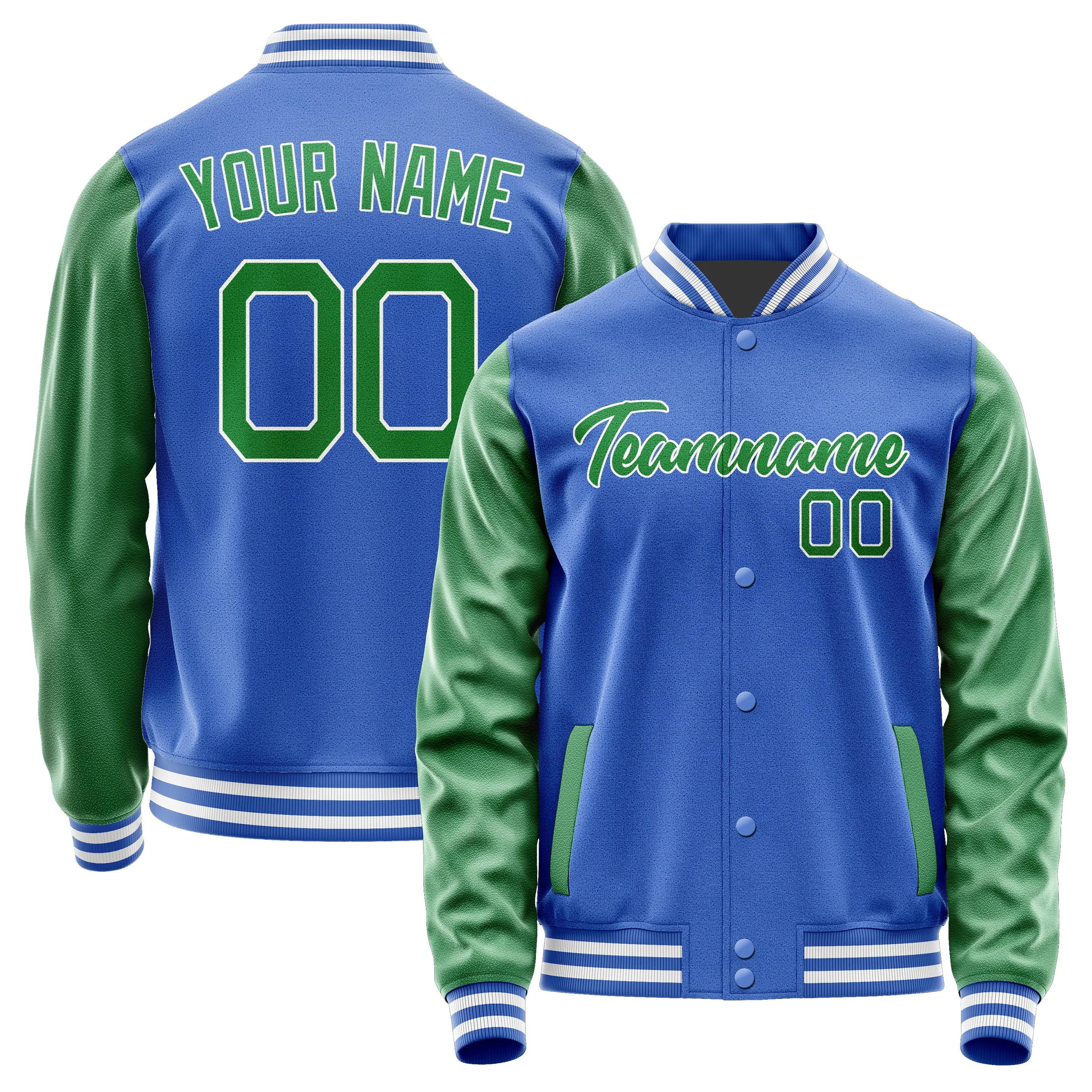 Custom Sky Blue Emerald Green Jacket sold by Tailorly