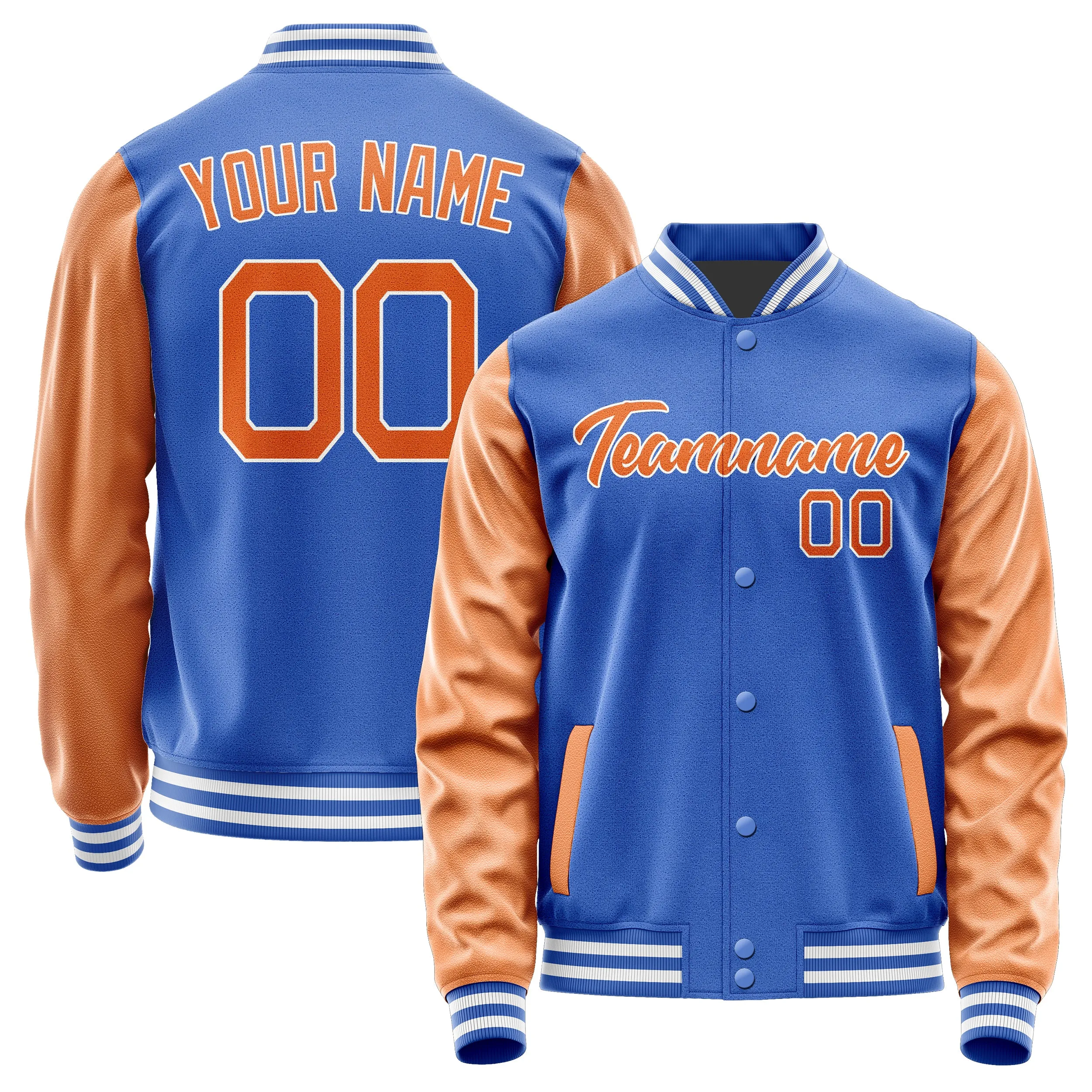 Custom Sky Blue Orange Jacket sold by Tailorly