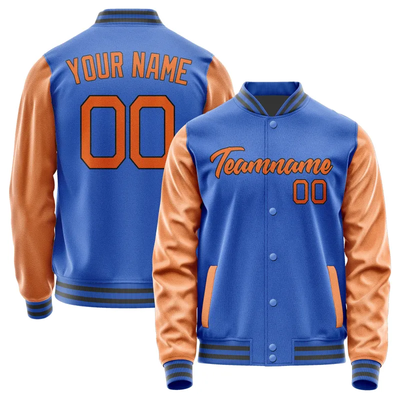 Custom Sky Blue Orange Jacket sold by Tailorly